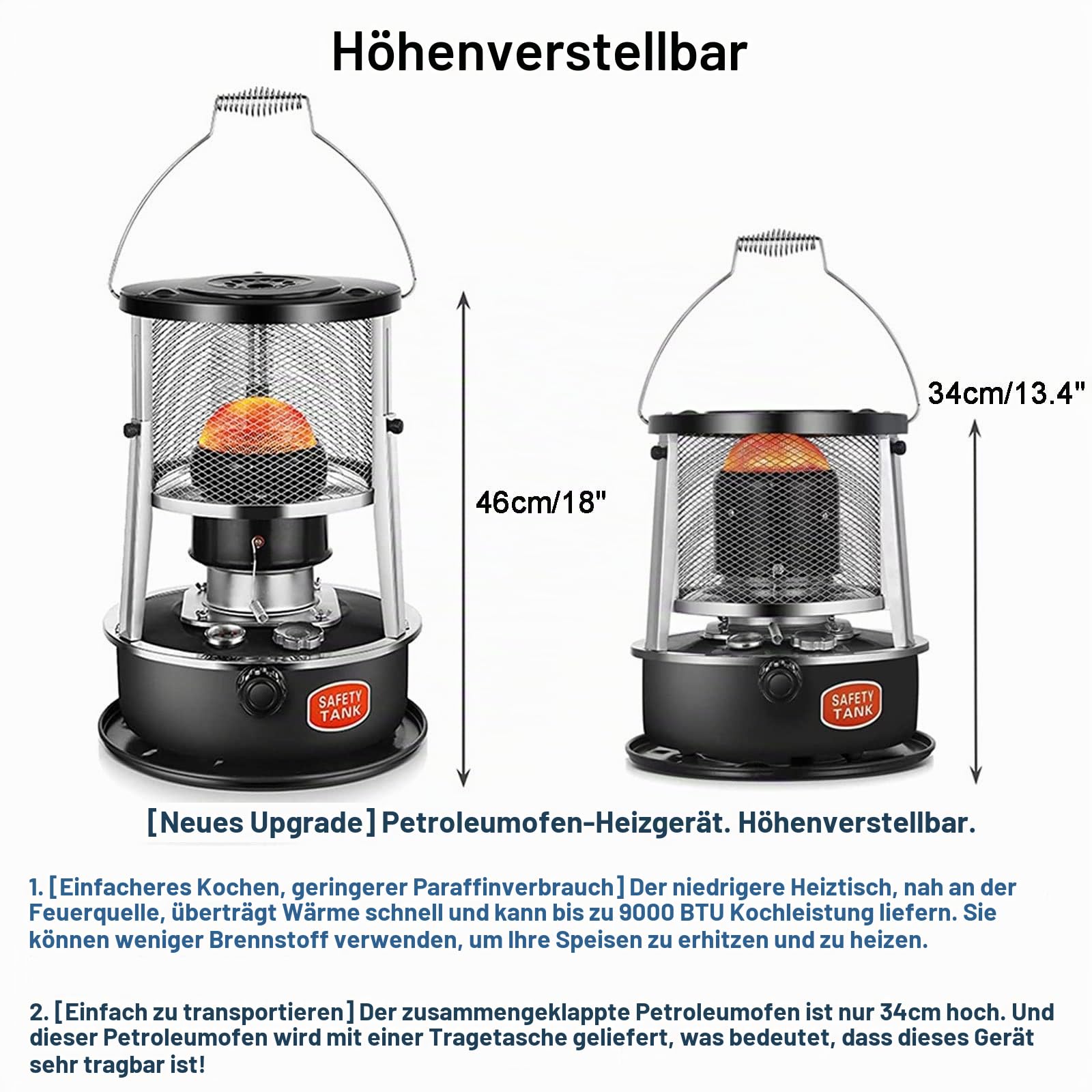 2600W Petroleumofen für Innenräume,Mobile Heizung,Petroleumofen Heizung Ohne Strom, Notheizung Ohne Strom, mit6 Dochte, für den Überlebensnotfall Beim Eisfischen (Color : Kerosene stove)