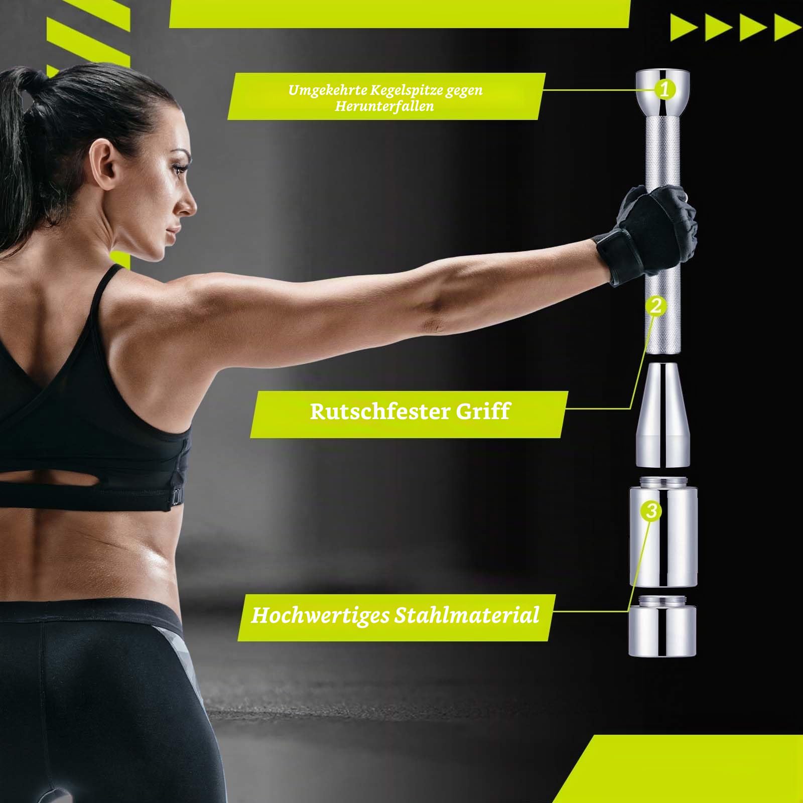 MorningRo Einstellbarer Macebell Indian Club für Krafttraining, Steel Indian Club für den ganzen Körper, Aerobic Fitnessgeräte für Männer Frauen