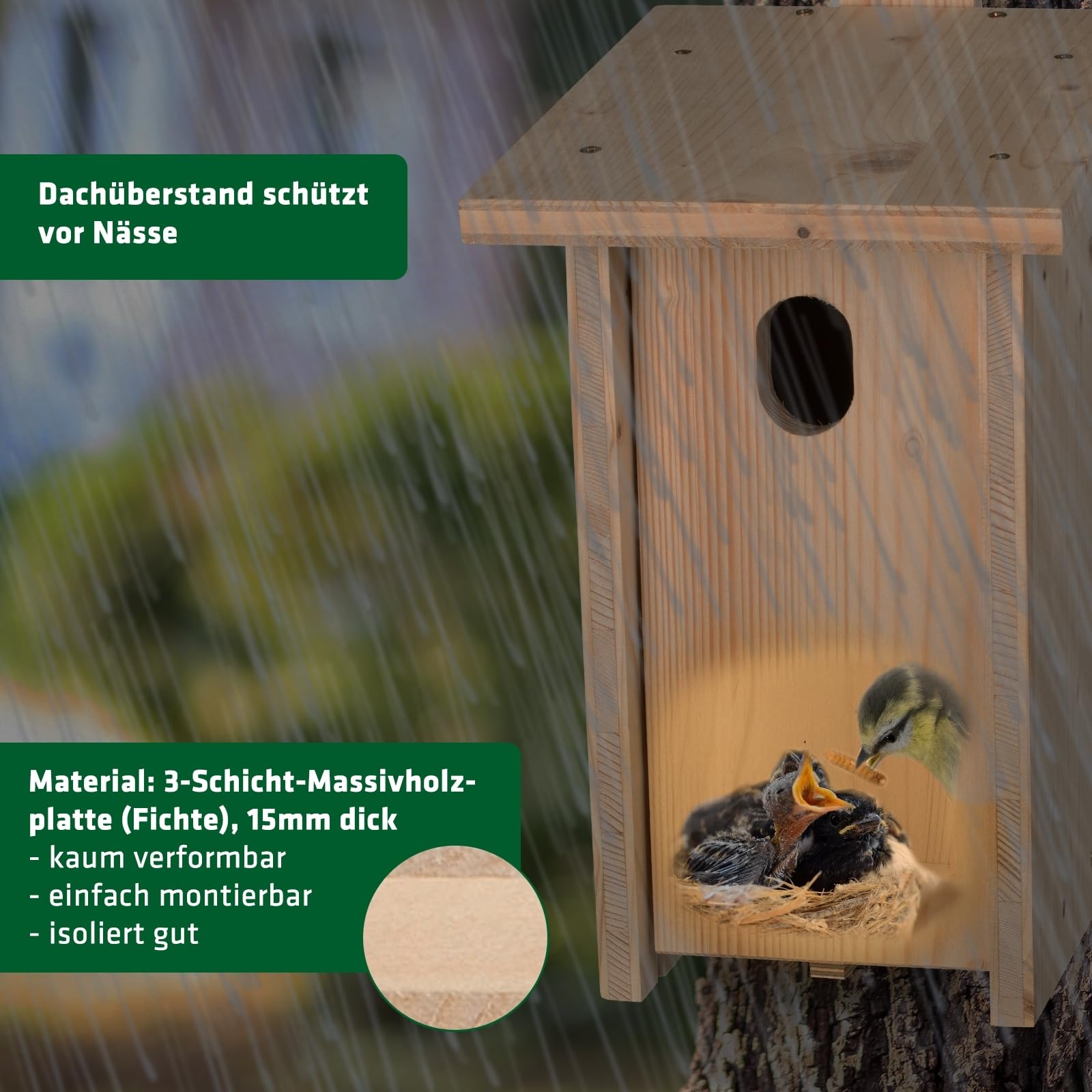 Gardigo Nichoir DIY pour Queue Rouge de Jardin I Kit de Bricolage en Bois d'Épicéa Non Traité et Résistant aux Intempéries I Fabriqué en Allemagne
