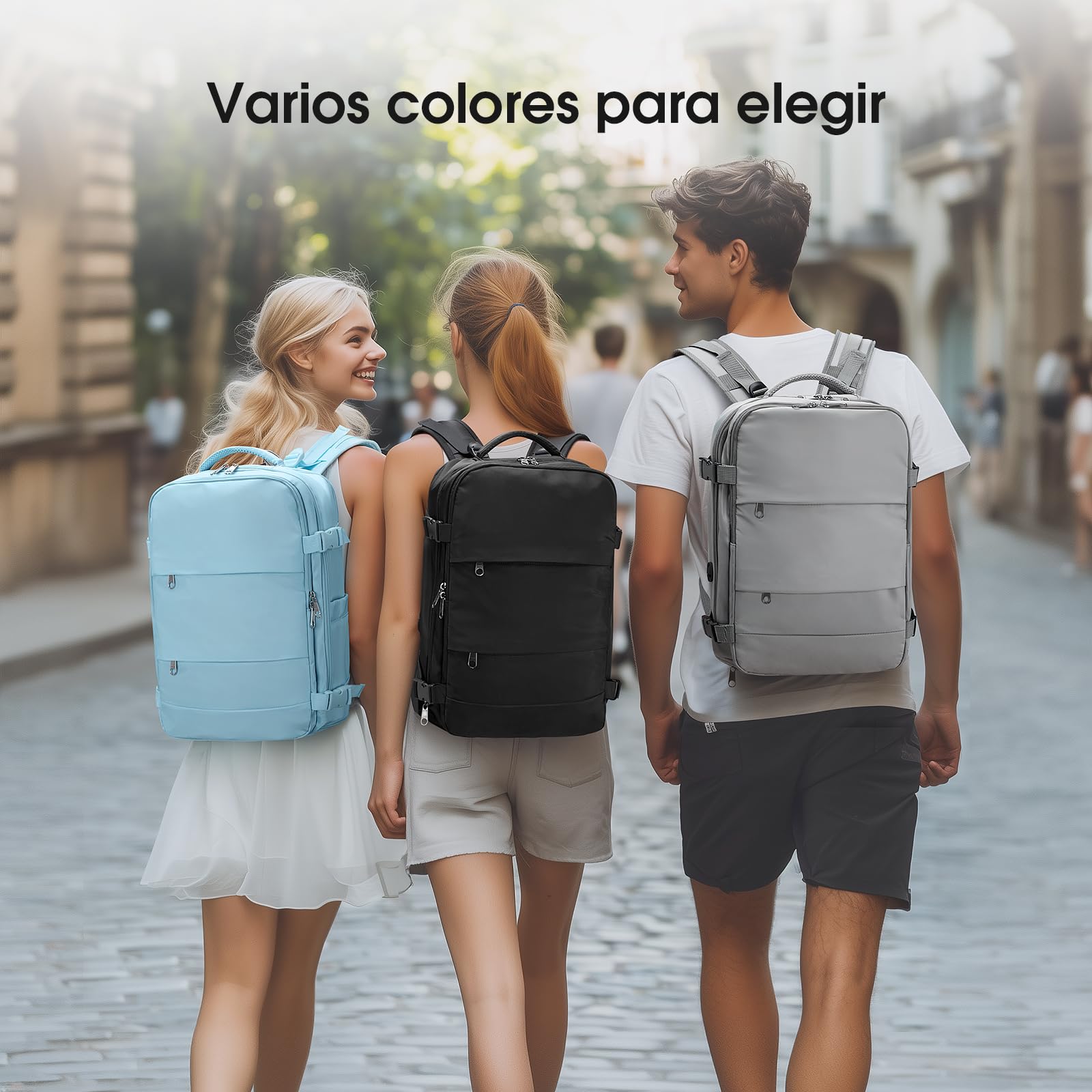 Samfolk Mochila viaje Cabina avion 40x20x25 Mochila viaje 12 Bolsillos Mochilas de viaje para avion de Separado para Zapatos Bolsa de Mano, 20L (Negro, 40x20x25)