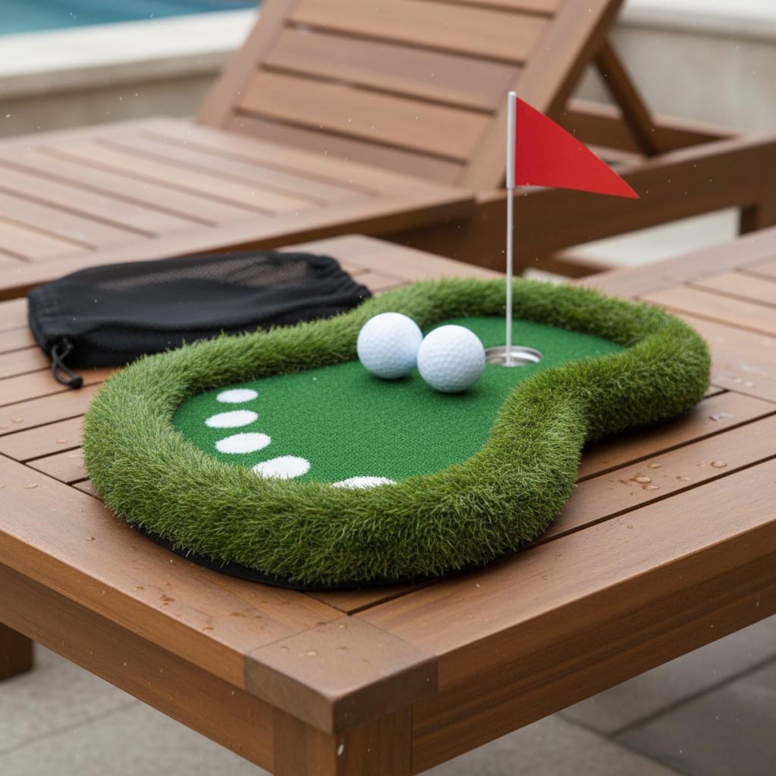 Flotante Set de Putting Acuático Alfombra Flotante Tapete de Práctica de Putt con Superficie Tipo Hierba de Material Césped, Rojo, Style to 2