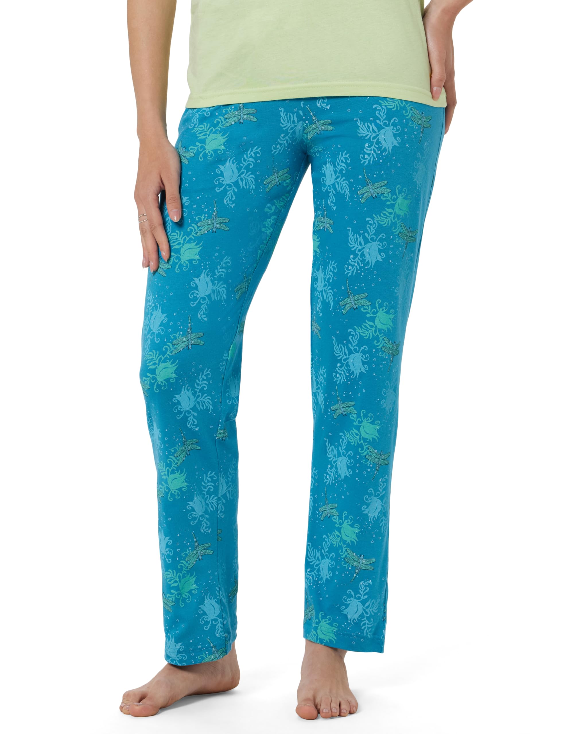 Van Heusen Women Relaxed Fit High Rise Lounge Pants - Modal Cotton - Allover Print, Functional Pocket, Ultra Soft, Drawstring Waist_55307_Wild Complexion_S, Blue