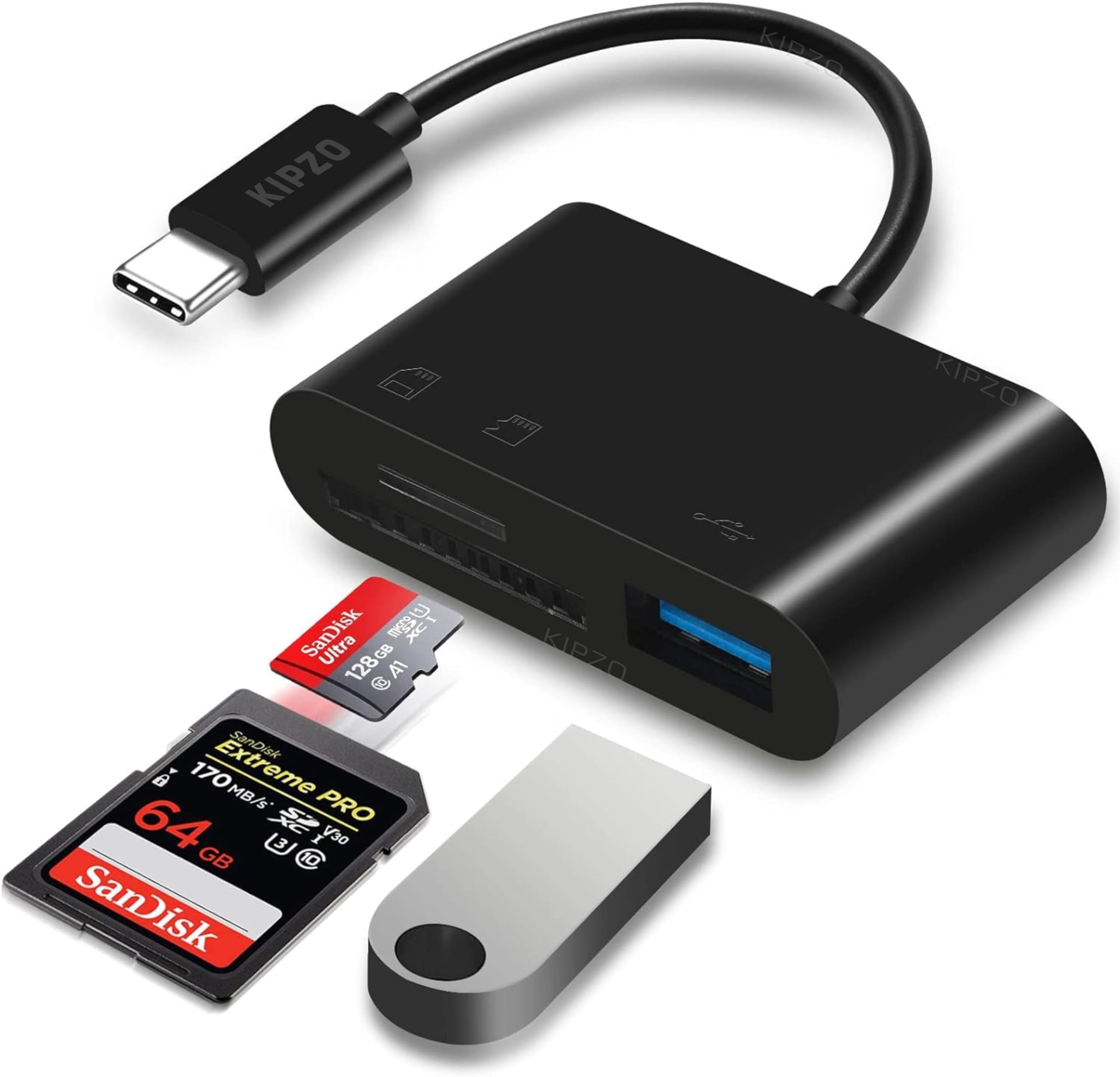 3 in 1 usb c card reader type c sd micro multi-purpose adapter usb 2.0 black otg camera android devices memory card reader laptop mobile connector accessory file transfer hub cable dock port