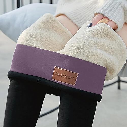 Miniatura 4 de oelaio Clearance - Leggings cálidos con forro polar Sherpa para mujer, talla grande, cintura alta, control de abdomen, elásticos, gruesos, Negro -