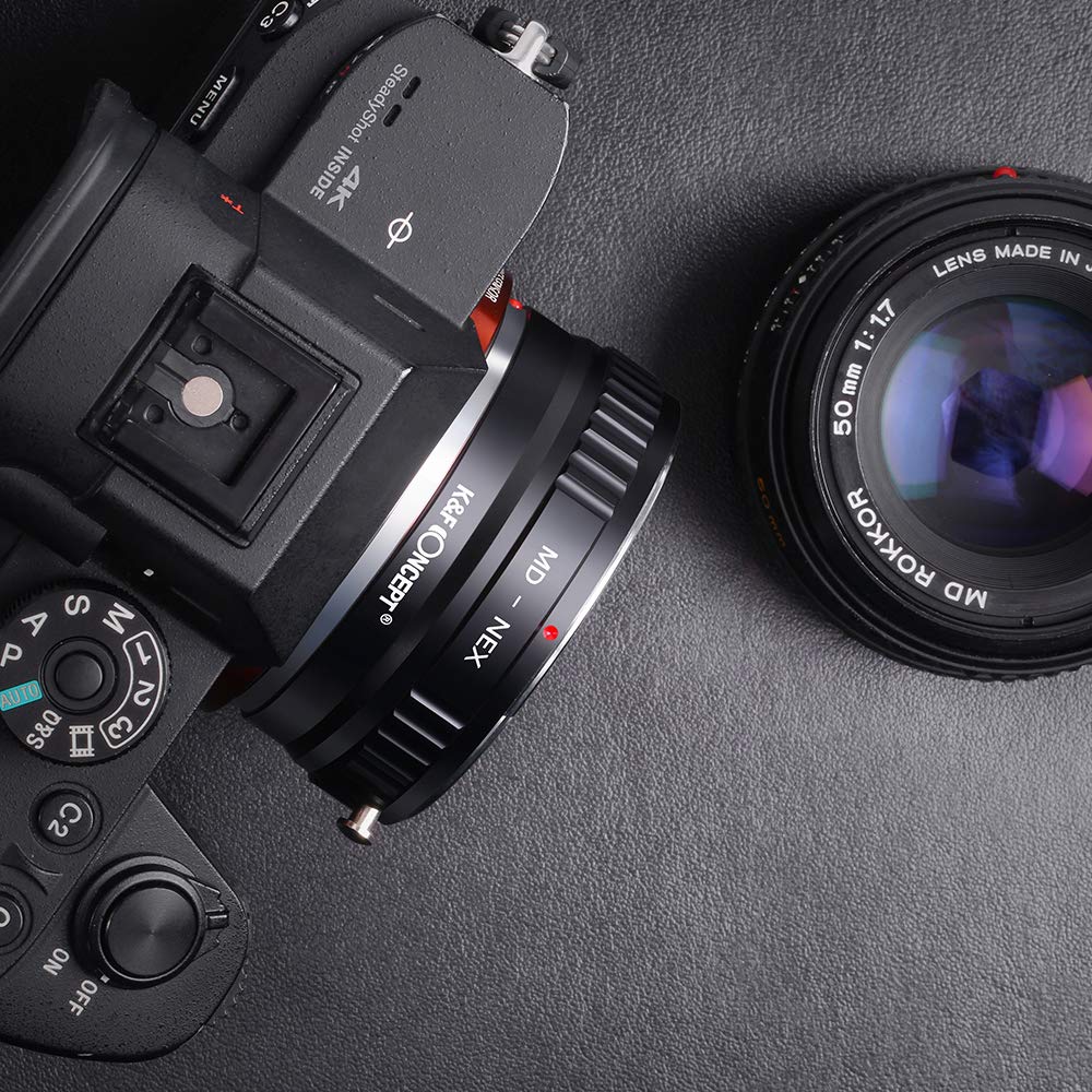 K&F CONCEPT Adaptateur Monture Bague d'adaptation en Métal pour Objectif compatibile Con compatibile Con MINOLTA MD MC vers Boîtier d'appareil Photo de Caméra compatibile Con Sony NEX (E-Mount)