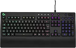 Teclado Gamer Logitech G213 com Layout ABNT2, RGB LIGHTSYNC, Controles de Mídia Dedicados, Design Durável e Resistente à Respingos