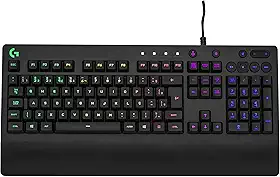 Teclado Gamer Logitech G213 com Layout ABNT2, RGB LIGHTSYNC, Controles de Mídia Dedicados, Design Durável e Resistente à Respingos