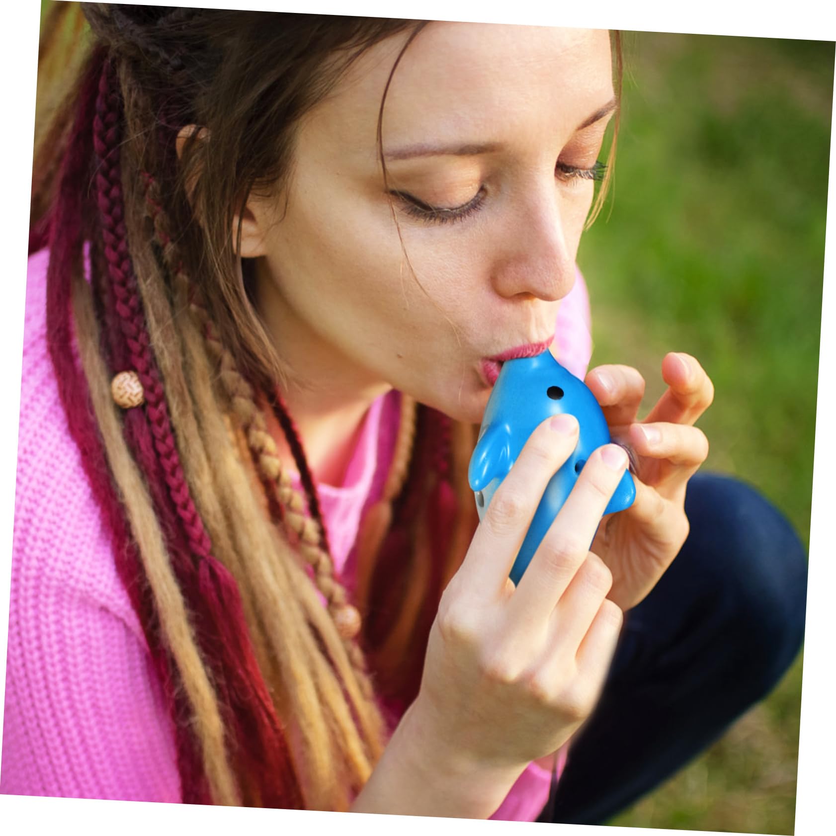 Yardwe Dolphin Ocarina Musical Instrument Ceramic Flute Lanyard English Songbook