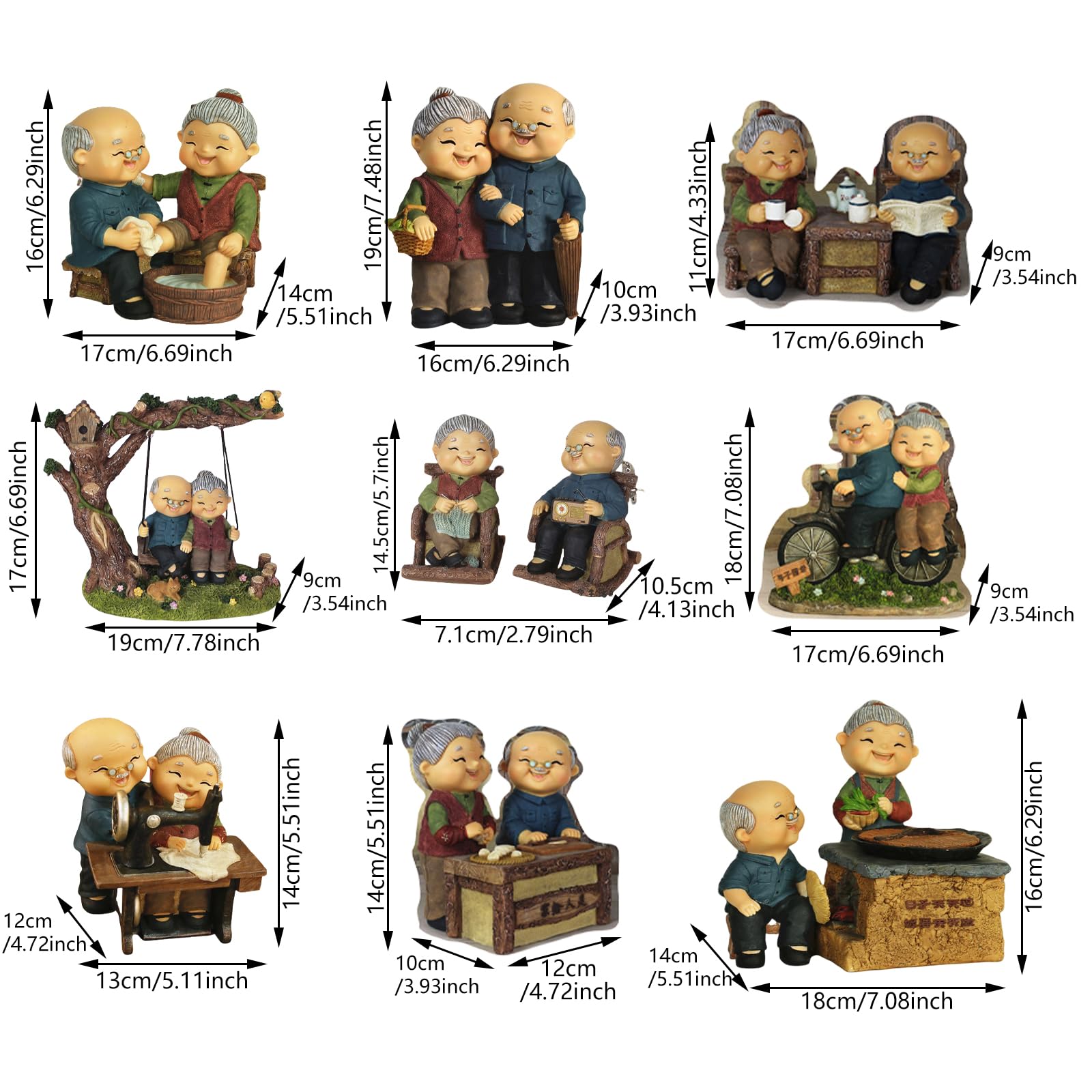 Figurina Coppia Anziani Dolci per Decorazioni per la casa romantiche e Regali Nozze Statue in Miniatura Vecchie Coppie sposate Decorazione Romantica