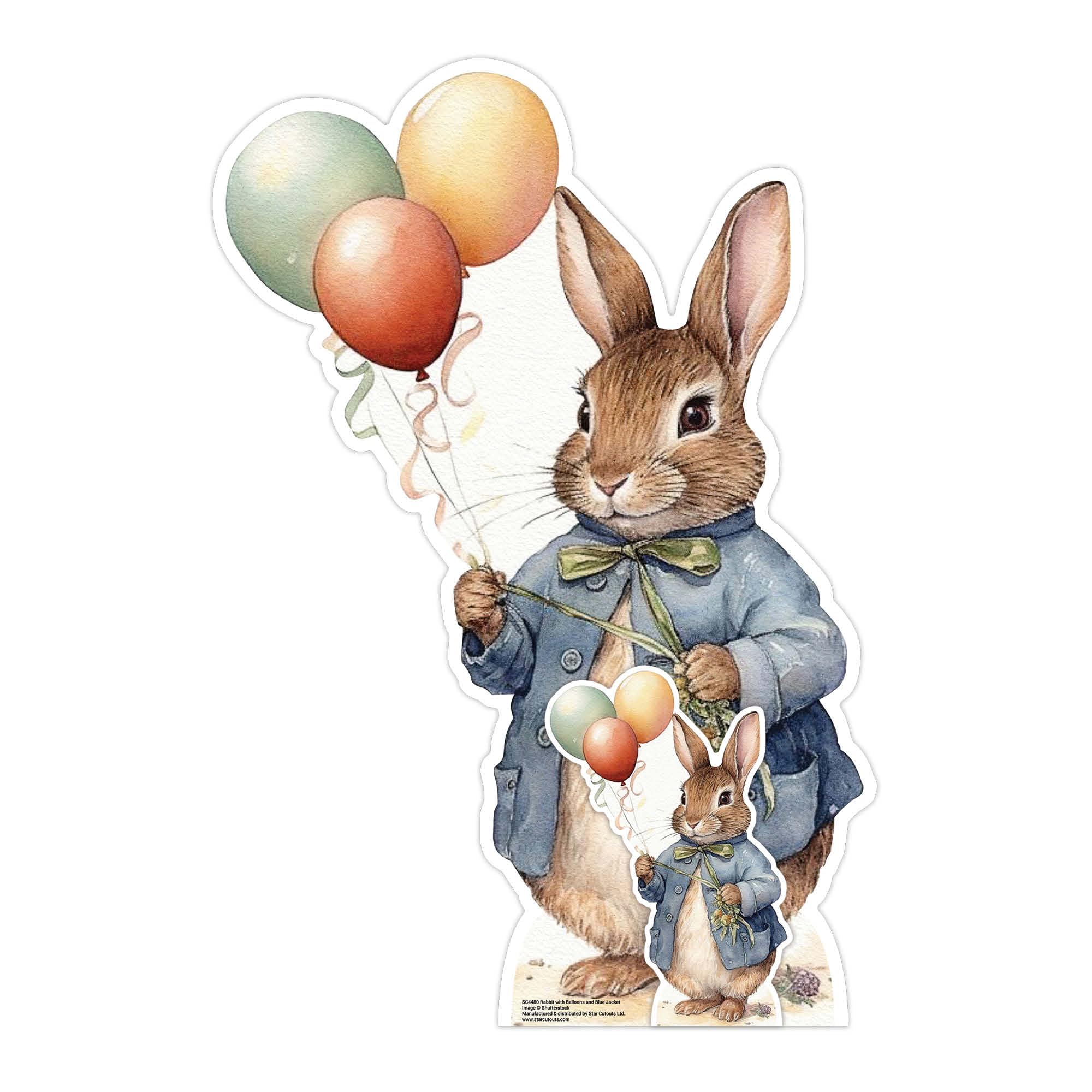 STAR CUTOUTS SC4480 Rabbit with Balloons Cardboard Cut Out Height 92cm