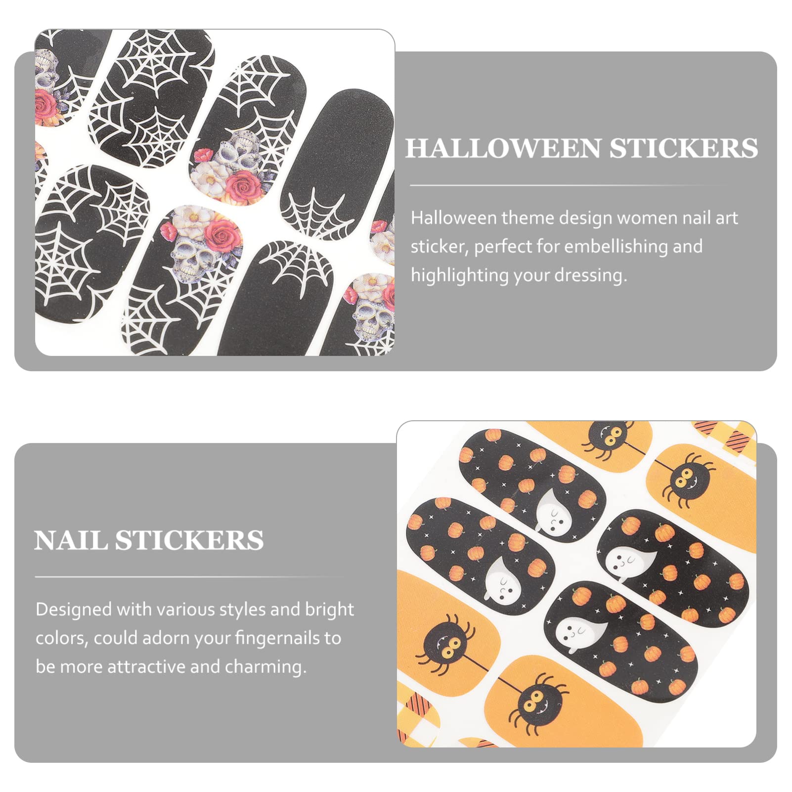 Didiseaon 4 Set Adesivi Per Unghie Di Halloween Impugnature Porta Appassionato Di Foto Decorazione Per Abbigliamento Da Gioco Di Ruolo Vestire Adesivi Etichetta All'aperto 10 Fogli*4