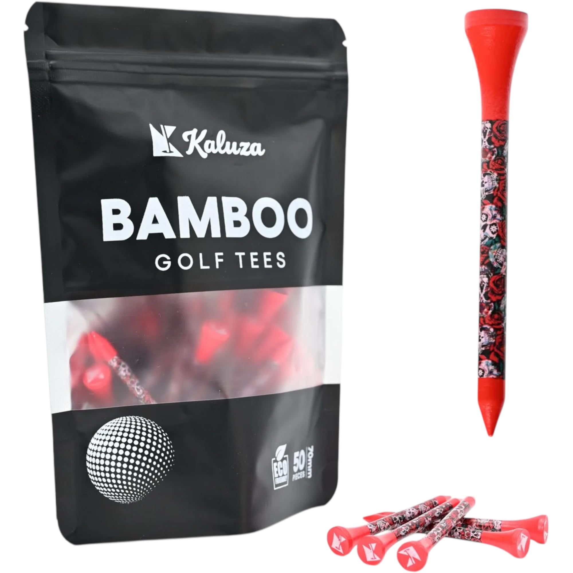 Kaluza Bamboo Golf Tees 70mm (50 Pcs) Strong Eco-Friendly Biodegradable