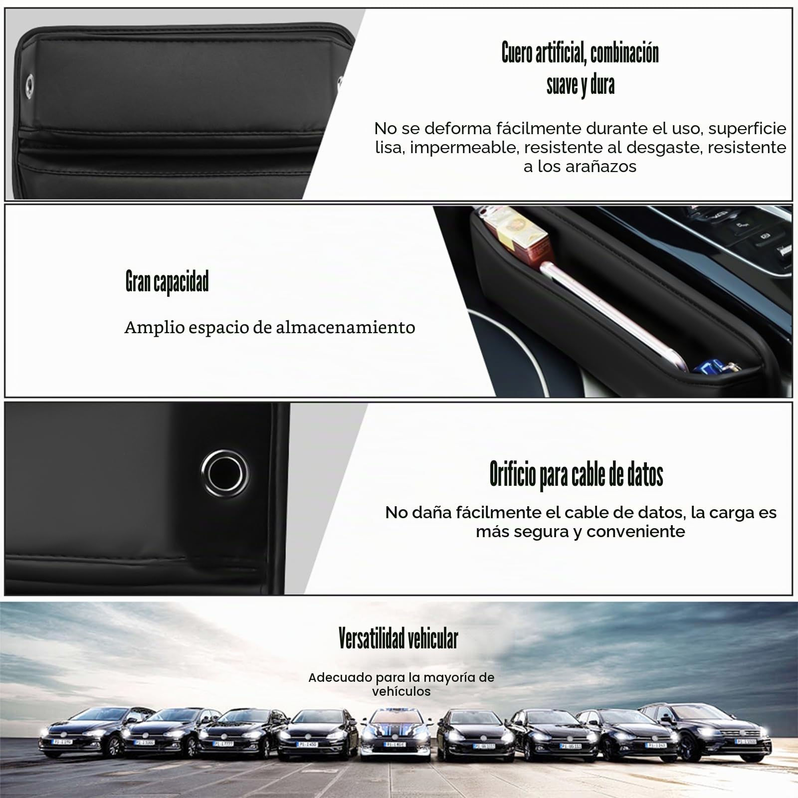2 Piezas Caja de Almacenamiento para Asiento de Coche, Organizador Gap Asiento Coche, Organizadores de Asientos para Automóviles, Organizador para El Hueco Del Asiento Del Coche para Teléfonos Móviles