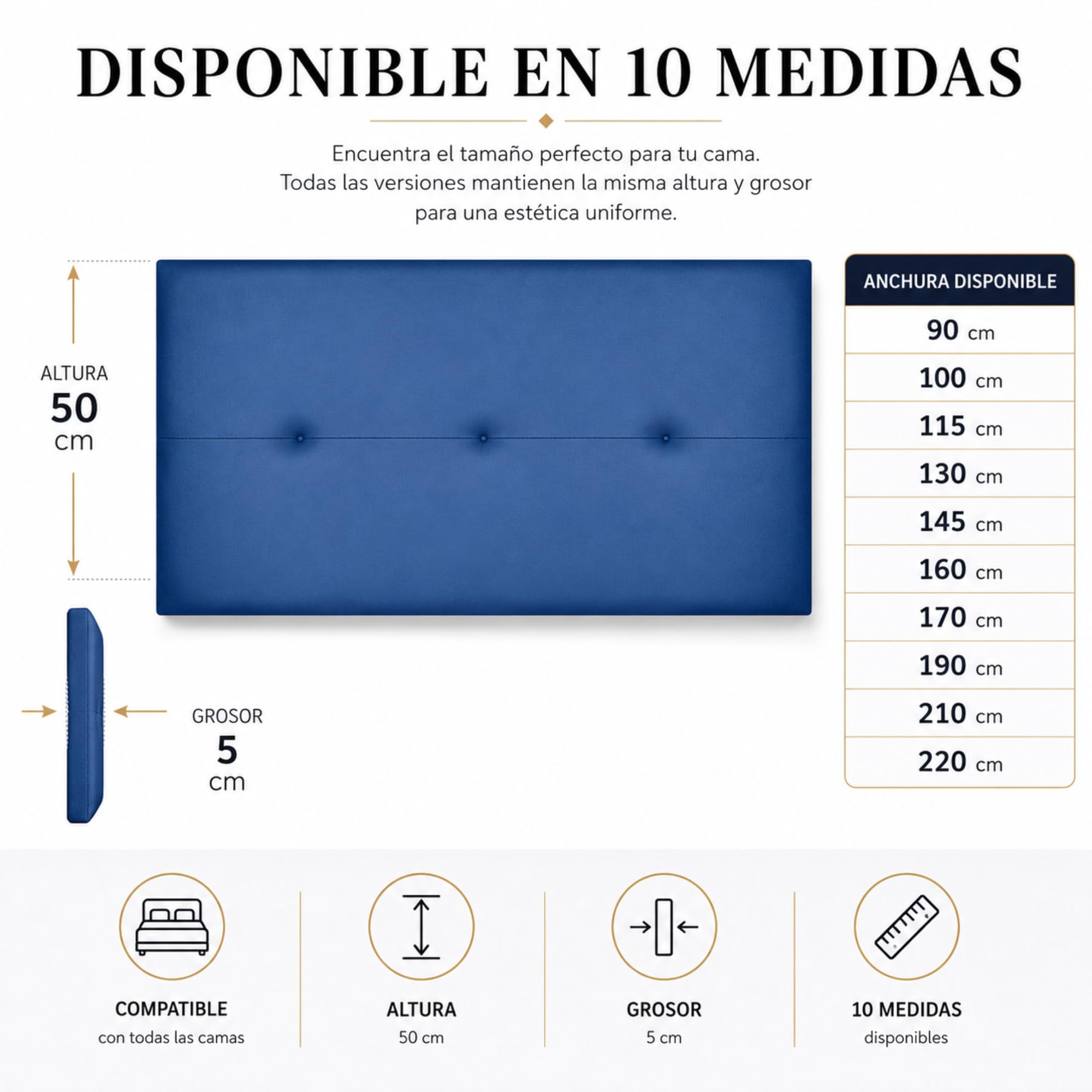 FISIO Dreams Cabecero Polipiel Caribe 2 para Cama 90, 105, 135, 150, 160, 180 y 200 cm | Cabezal Tapizado Original y Moderno | Fabricado en España | Fácil Instalación