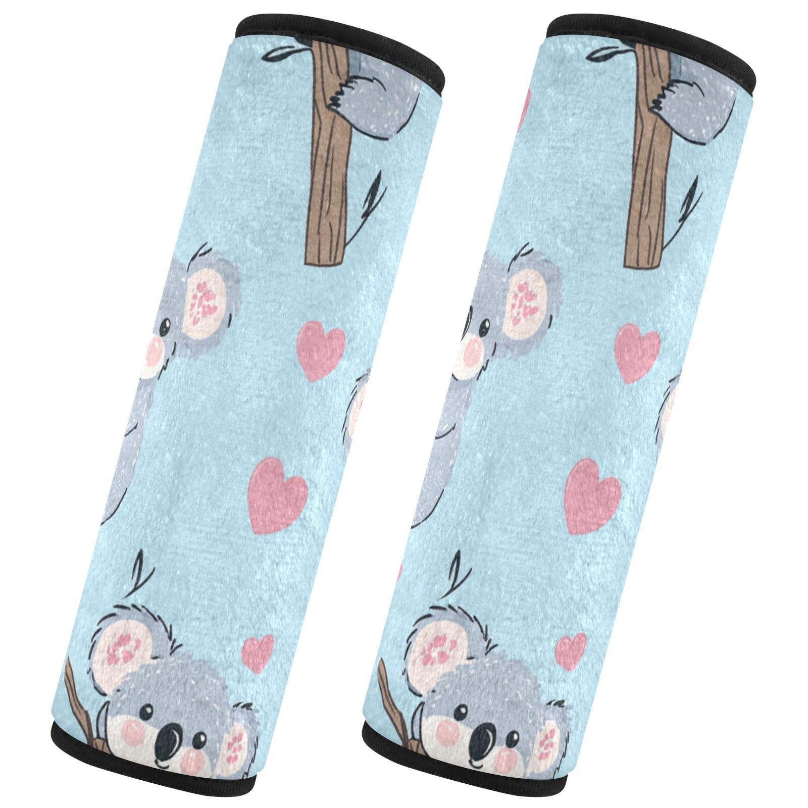 Seat Belt Covers 2 Pack Cute Koalas Bears Car Seat Strap Covers Super Soft Pink Hearts Car Seat Neck Cover for Boys Girls Adults Babies M