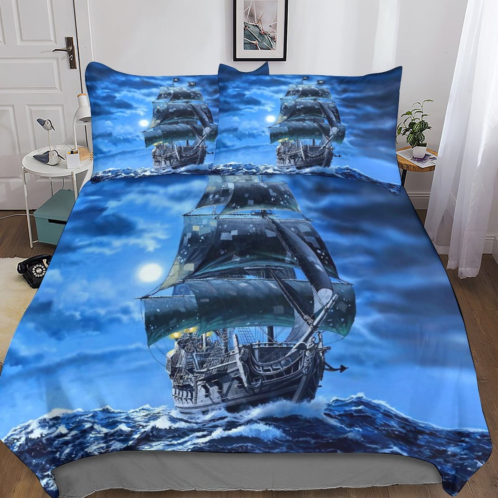 Ensemble de literie pirate souple pour lit double 200x200 fini les draps rêches