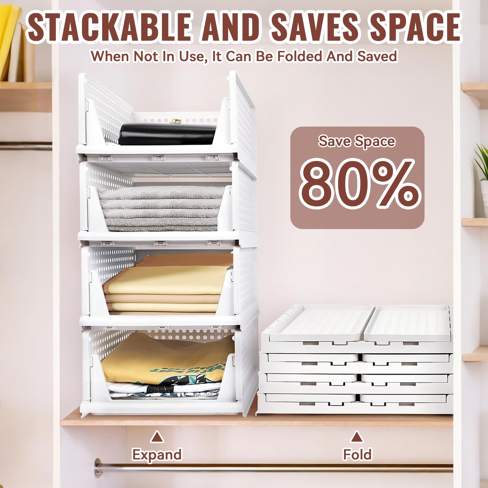 5pcs Organizer Armadio Cassettiere,Scatole Pieghevoli per Guardaroba