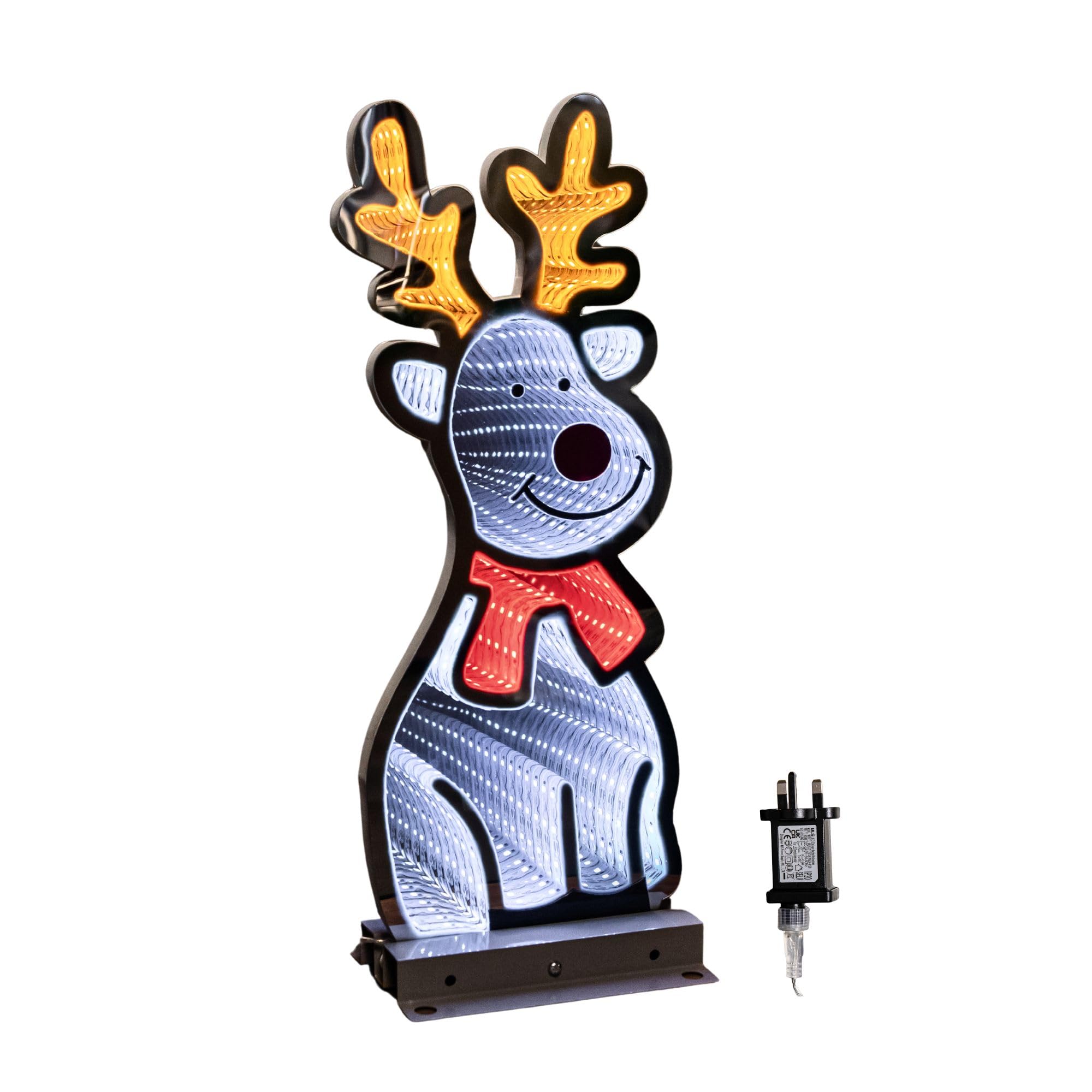 Samuel Alexander White/Red 40Cm Infinity Standing Christmas Reindeer With Metal Base, And Leds