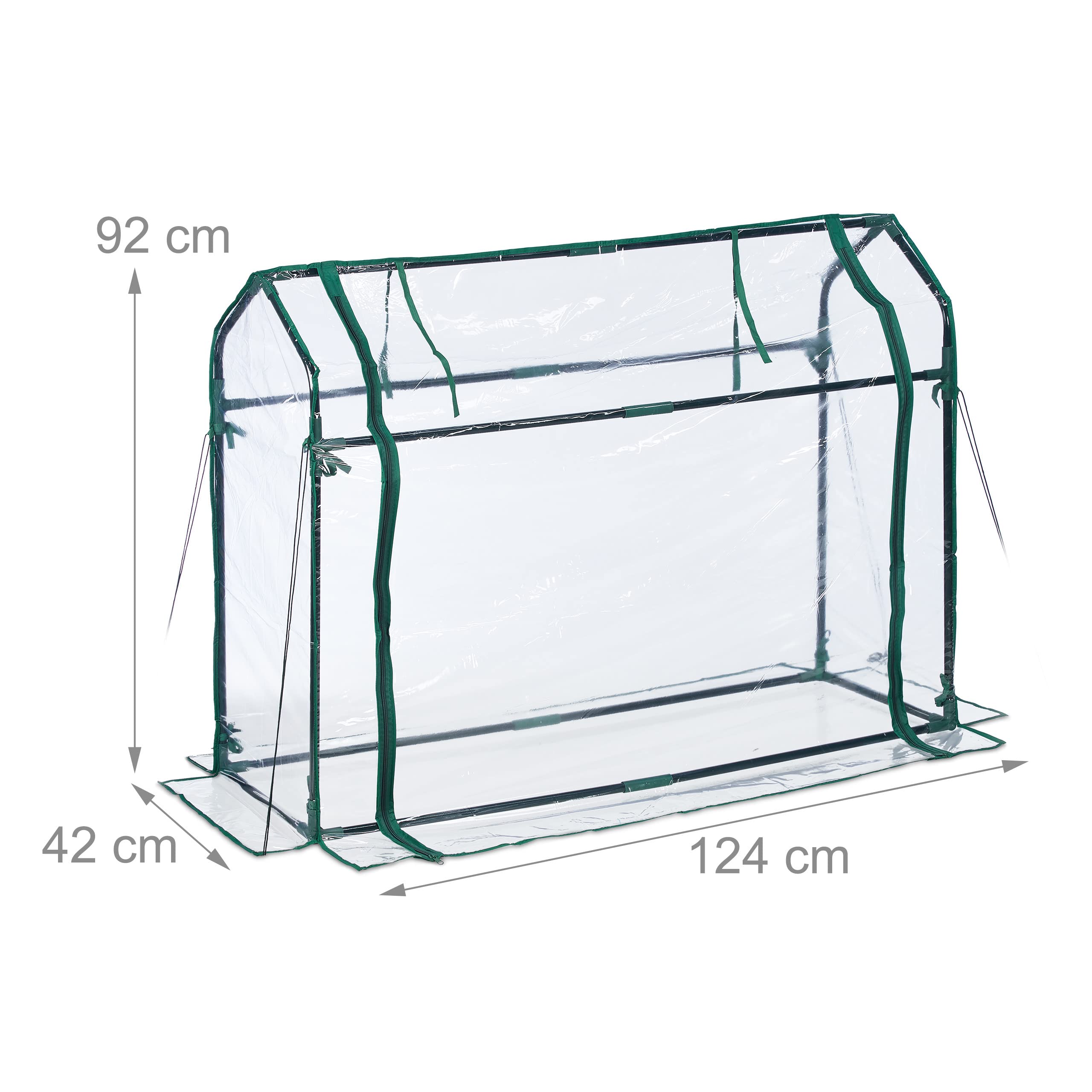 Relaxdays Foliengewächshaus, PVC-Folie, aufrollbare Tür, HxBxT: 92 x 124 x 42 cm, Frühbeet mit Stecksystem, transparent