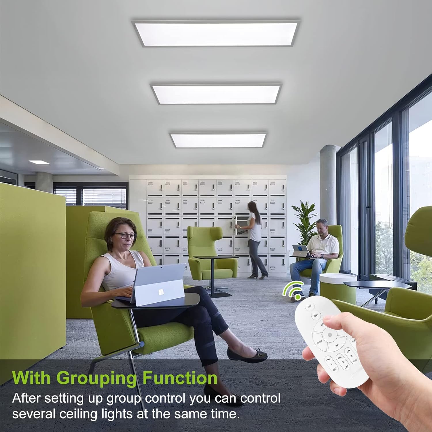 Thanger Plafon Panel LED de Techo 120x30CM, Panel Superficie de luz Regulable con Mando a Distancia, 3000K-6500K Iluminación Intensa Adecua da para Oficina, Taller, Garaje o Salón