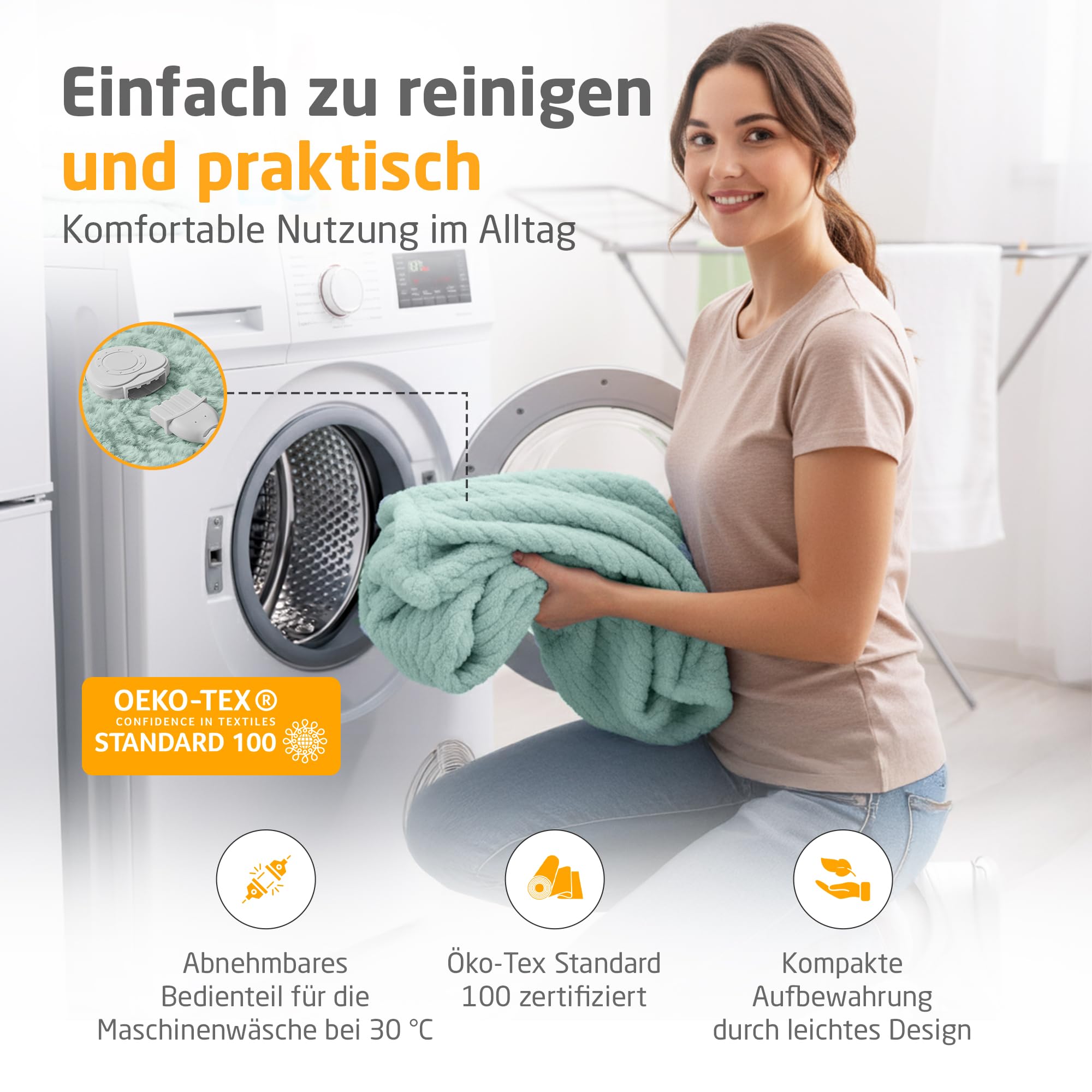 Medisana HB 417 Heizdecke elektrisch, extra kuschelige Wärmedecke mit 9 Temperaturstufen, beheizbare Decke mit Abschaltautomatik und Überhitzungsschutz - samtgrün