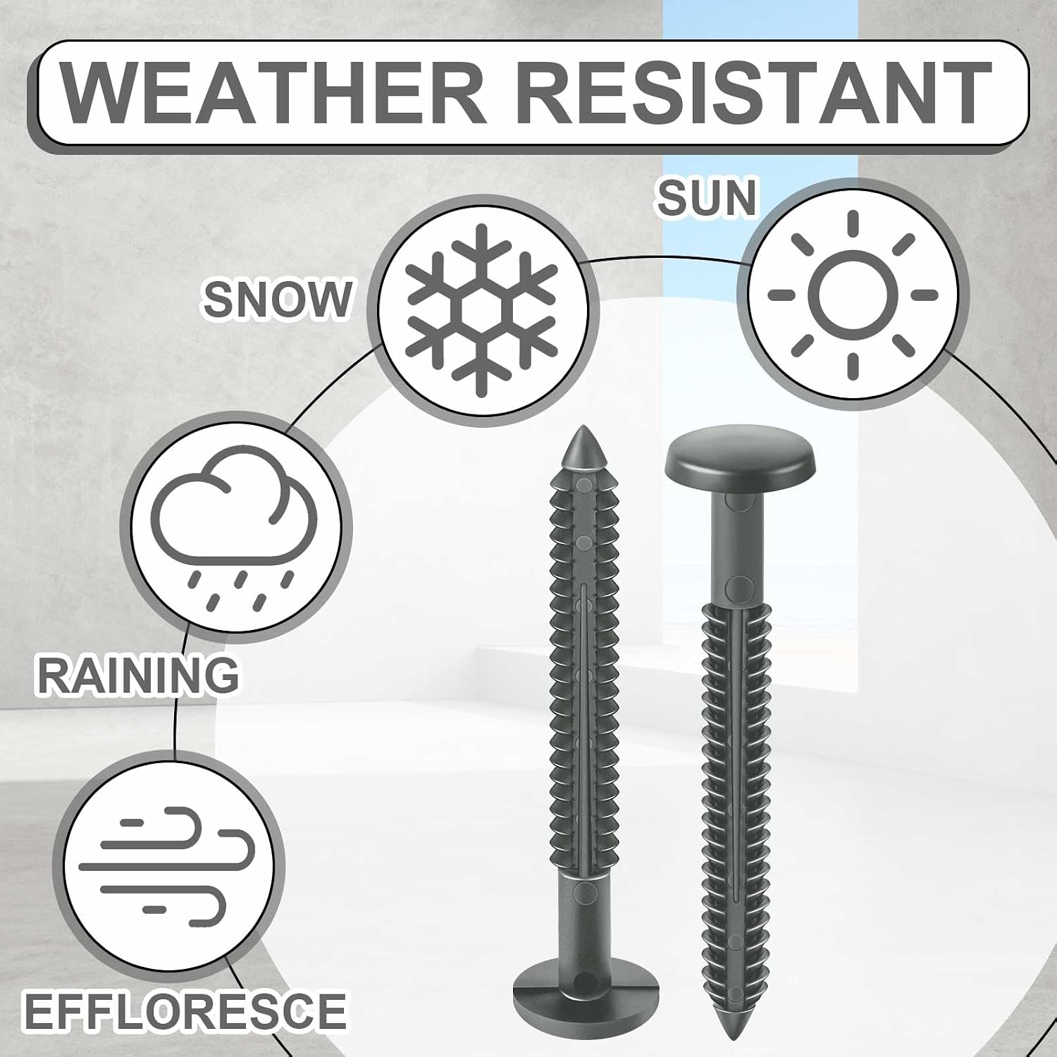 Blulu 18 Pcs 3 Inch Vinyl Shutter Fastener Window Panel Peg Lok Pin Pegs Screws Shutter Spikes Anchor (Dark Gray)