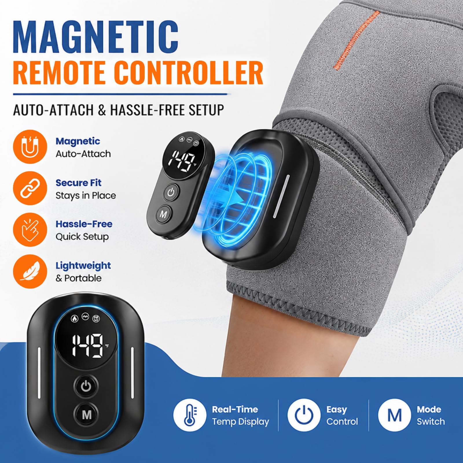Triplo metodo - Massaggiatore per spalle con calore e vibrazione, 5 livelli di calore e 5 modalità, 5000 mAh, separazione magnetica, regolabile, traspirante, dispositivo per massaggio alle spalle