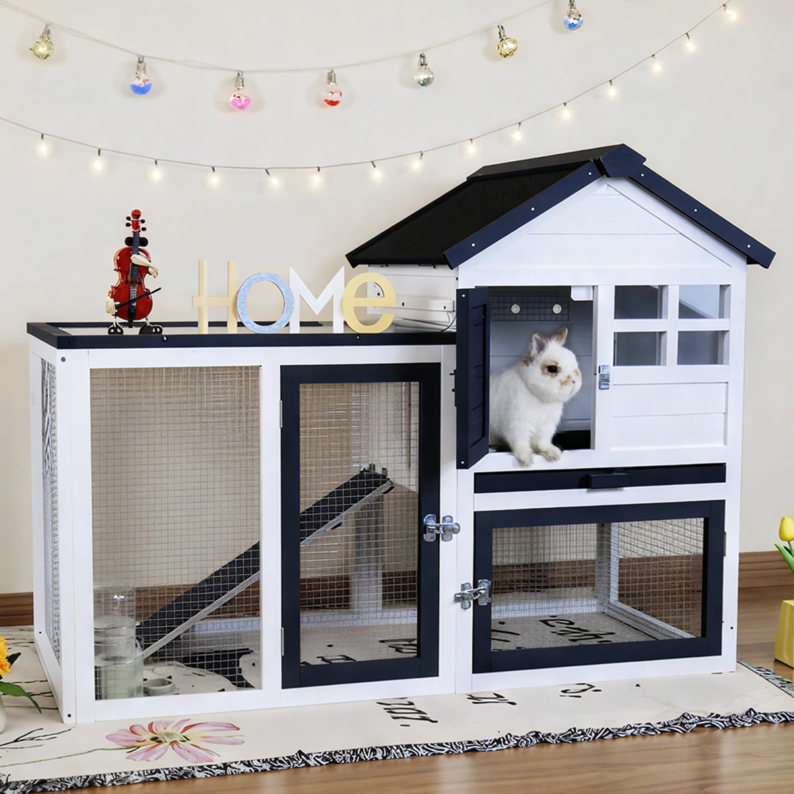Rabbit Hutch with Metal Mesh Floor