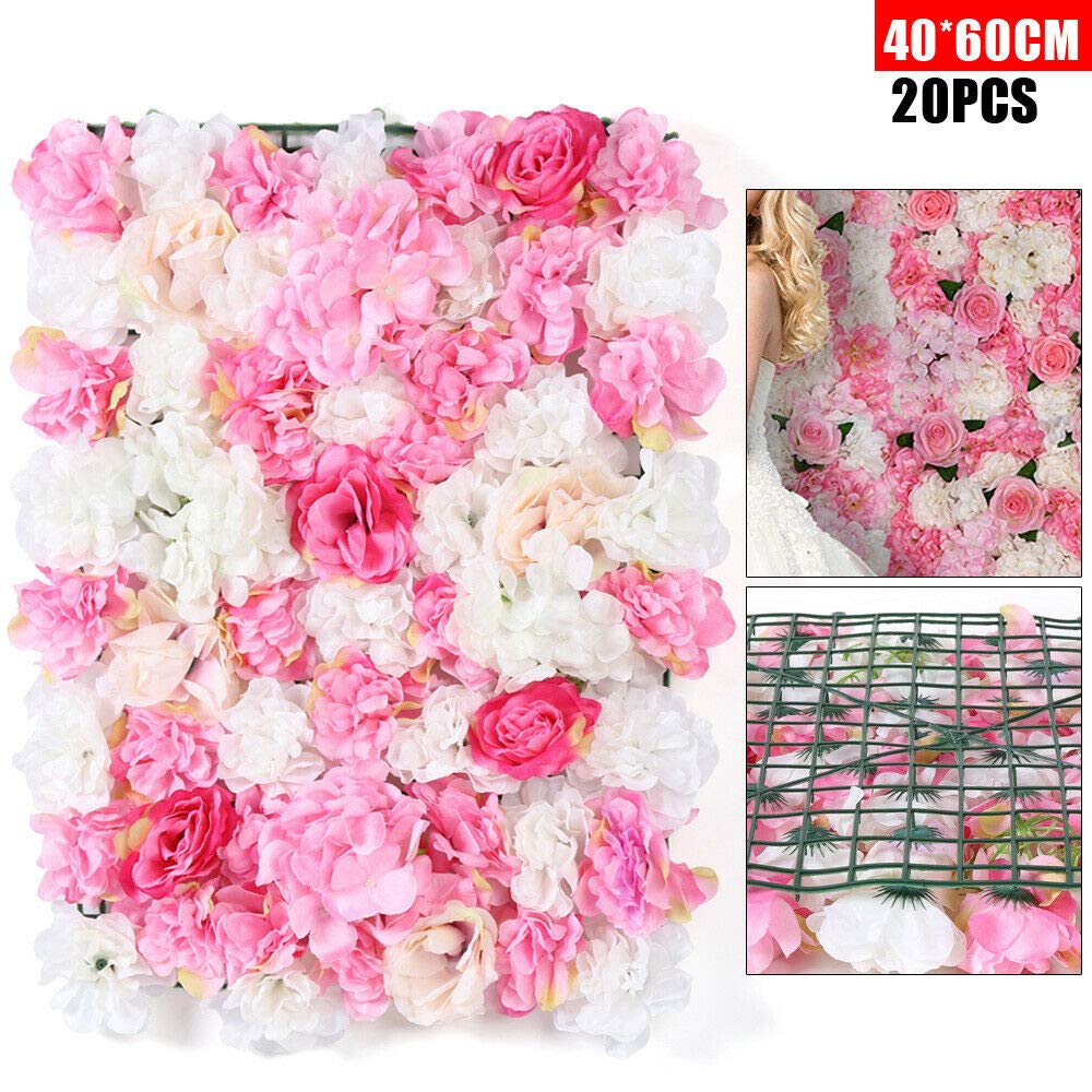 20 Stücke Künstliche Rose Blume Wand Metope Blumen Bouquet Hochzeit Blumendekor Seidenblume für Kulissen Hintergrund, Dekoration, Hochzeitsort, Party, 60 cm X 40 cm