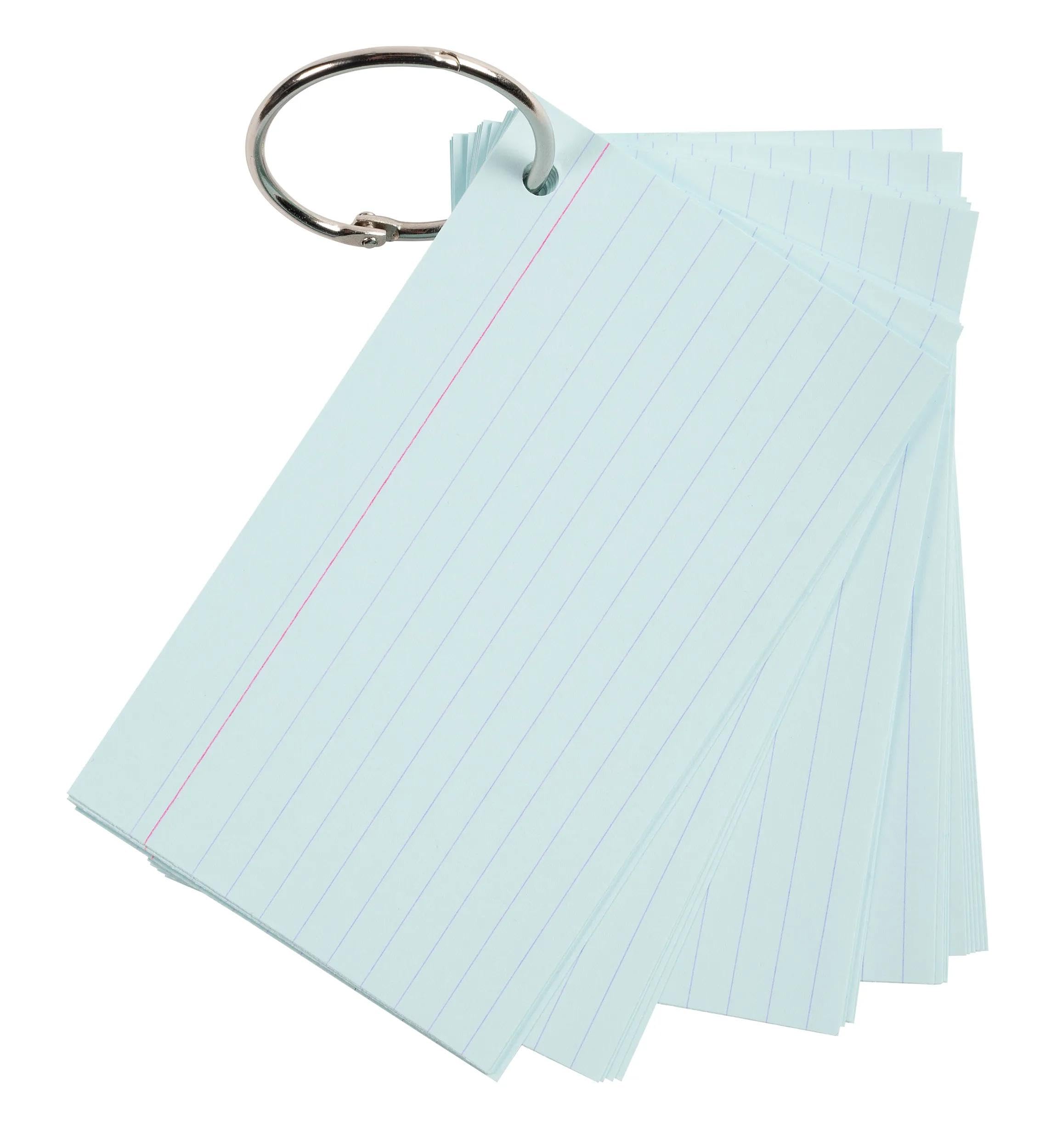 Exacompta - Ref. 10330E - Karton mit 19 Packungen à 50 Flashcards in Folie + Ring - liniert perforiert - Format A7 - zufällige Farbauswahl: weiß, rosa, blau, gelb, grün