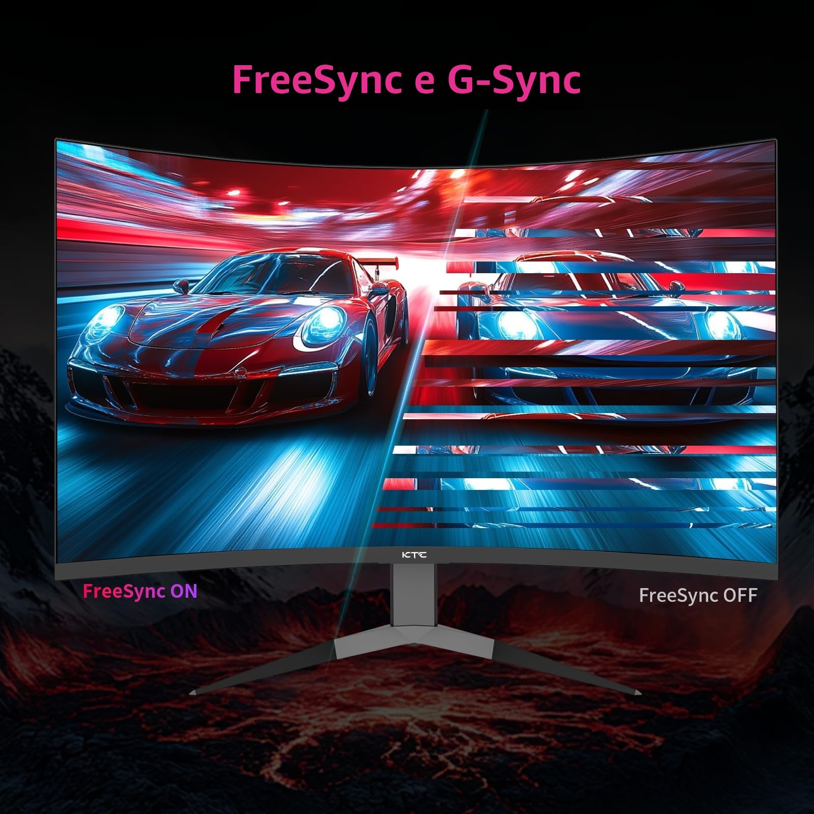 KTC Monitor 32 Pollici Curvo 1000R, 2K WQHD (2560x1440p) 240Hz Monitor Gaming, 1ms, Adaptive Sync, 122% sRGB, Contrasto 4000:1, 2 x DP 1.4 (240Hz), 2 x HDMI 2.0 (144Hz), Supporto Inclinazione e VESA