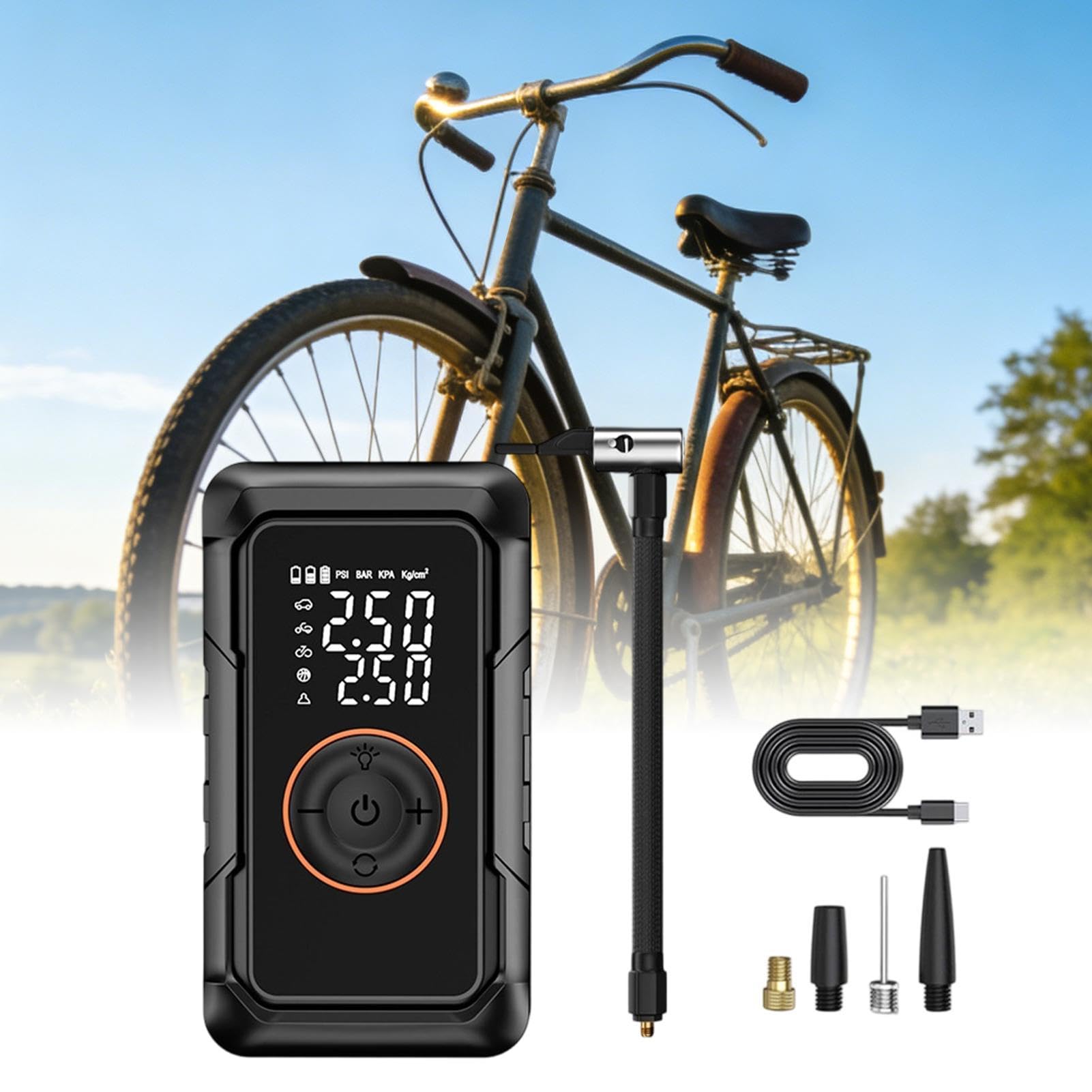 Generico Pompa per Pneumatici da Bicicletta Luce LED Intelligente Elettrica