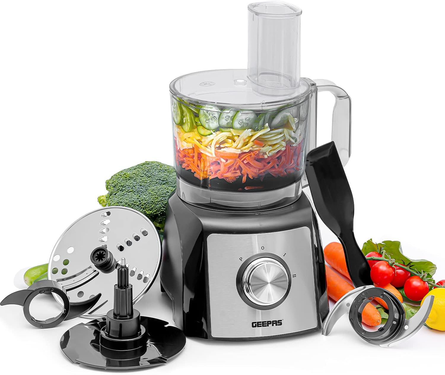 Geepas Food Processor, Silver/Black, Gmc42011, 2021 Model"Min 1 year manufacturer warranty"