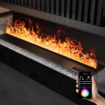 Water Vapor Fireplace, 3D Atomizing Electric Fireplace with Multiple Adjustable Flame Colors, Humidifier, Automatic Water Filling, Low Noise, Touchable Flame,700mm-multicolor-app