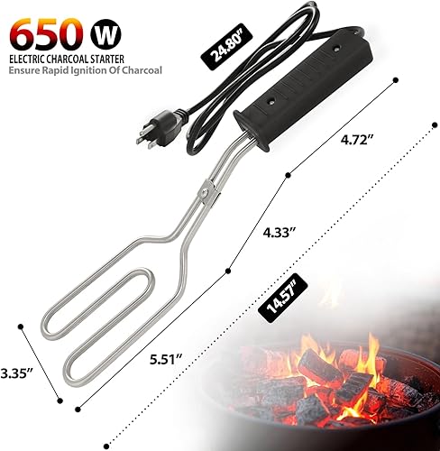 Miniatura 2 de Arrancador eléctrico de carbón de 650 W, encendedor de fuego para barbacoa, parrilla, chimenea, ahumador, fogatas, briquetas de encendido rápido,