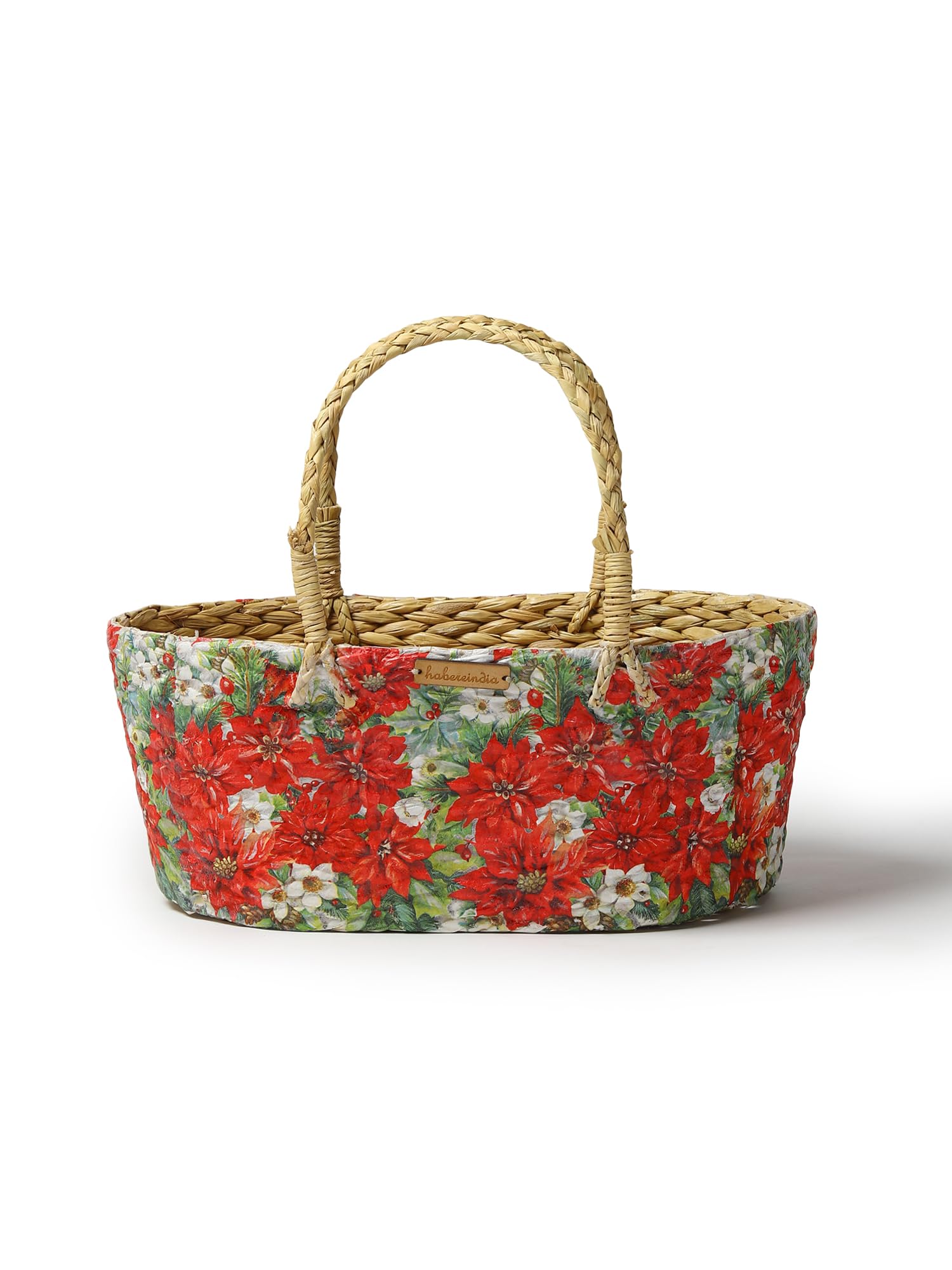 Habere India-All the Cultures Fabricating India Wicker Hamper Basket | Bamboo Basket | Cane Gift Hamper Baskets | Seagrass Shelf Organiser | Decorative Fruit Baskets (Design 05; L33 x W19 x H15 cm) — Amazon image 10