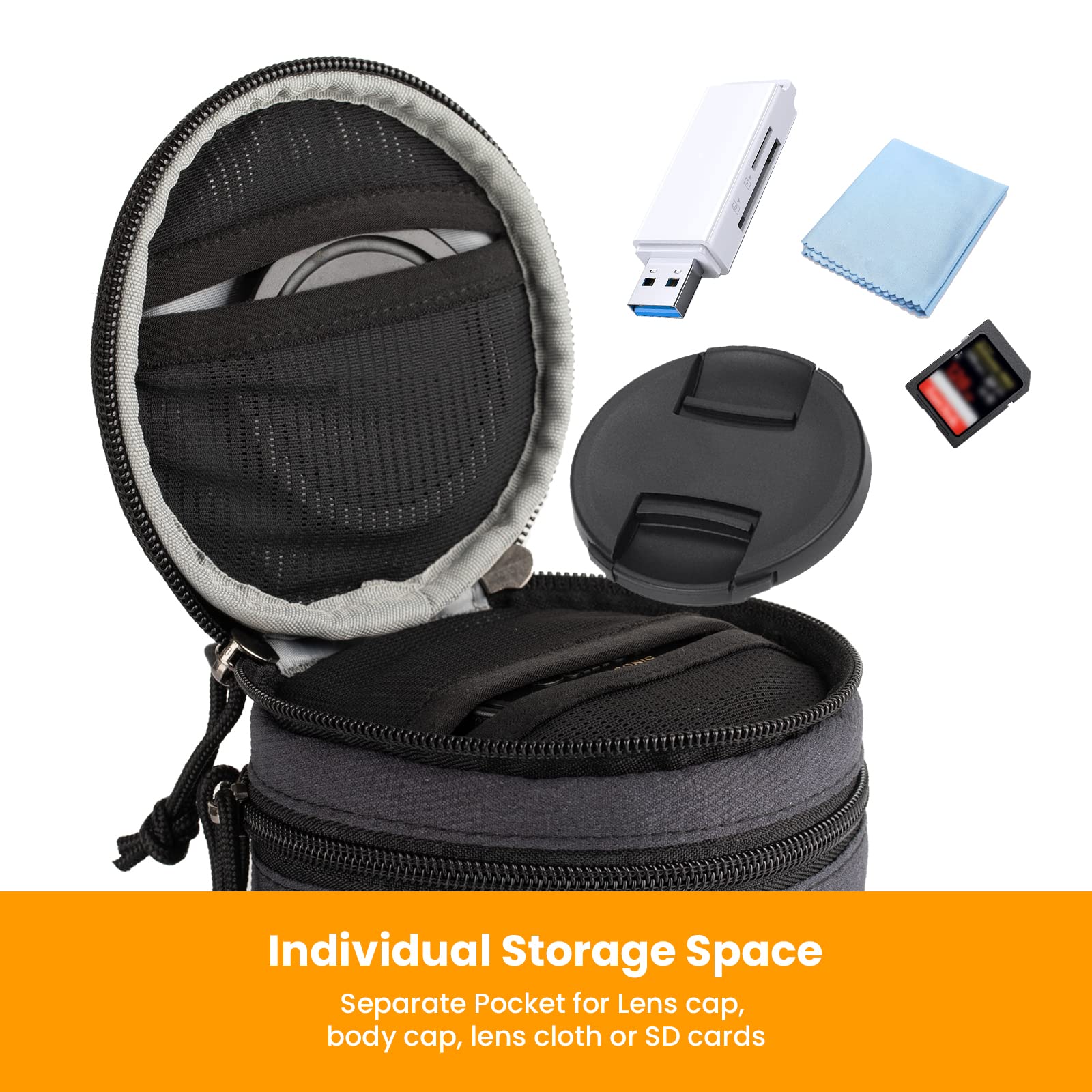 TARION Sac d'objectif Pochette d'objectif avec Fond à Coque Dure, Sac de Protection d'objectif d'appareil Photo Antichoc et Hydrofuge pour objectifs