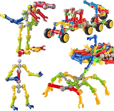 Amazon Tyororo おもちゃ 知育玩具 男の子 女の子 人気 積み木 組み立て Diyスケルトン構築ブロック 立体パズル 多様な組み合わせ 創造力 思考力 想像力 収納ケース付き 小学生 子供 幼児 出産祝い 入園 贈り物 誕生日プレゼント クリスマスプレゼント 大工さん