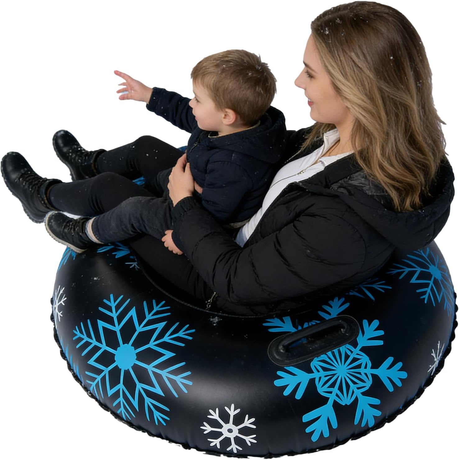 Snow Tubes - Inflatable Tool, Winter Sledding Accessory, Outdoor Sport Supply, Family Sled Gear, Mountain Park Item, Blue PVC Finish for Kids Adults Teens Beginners Visitors Backyard Resort and Work