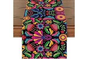 Artoid Mode Floral Dia De Los Muertos Serape Fiesta Mexican Table Runner