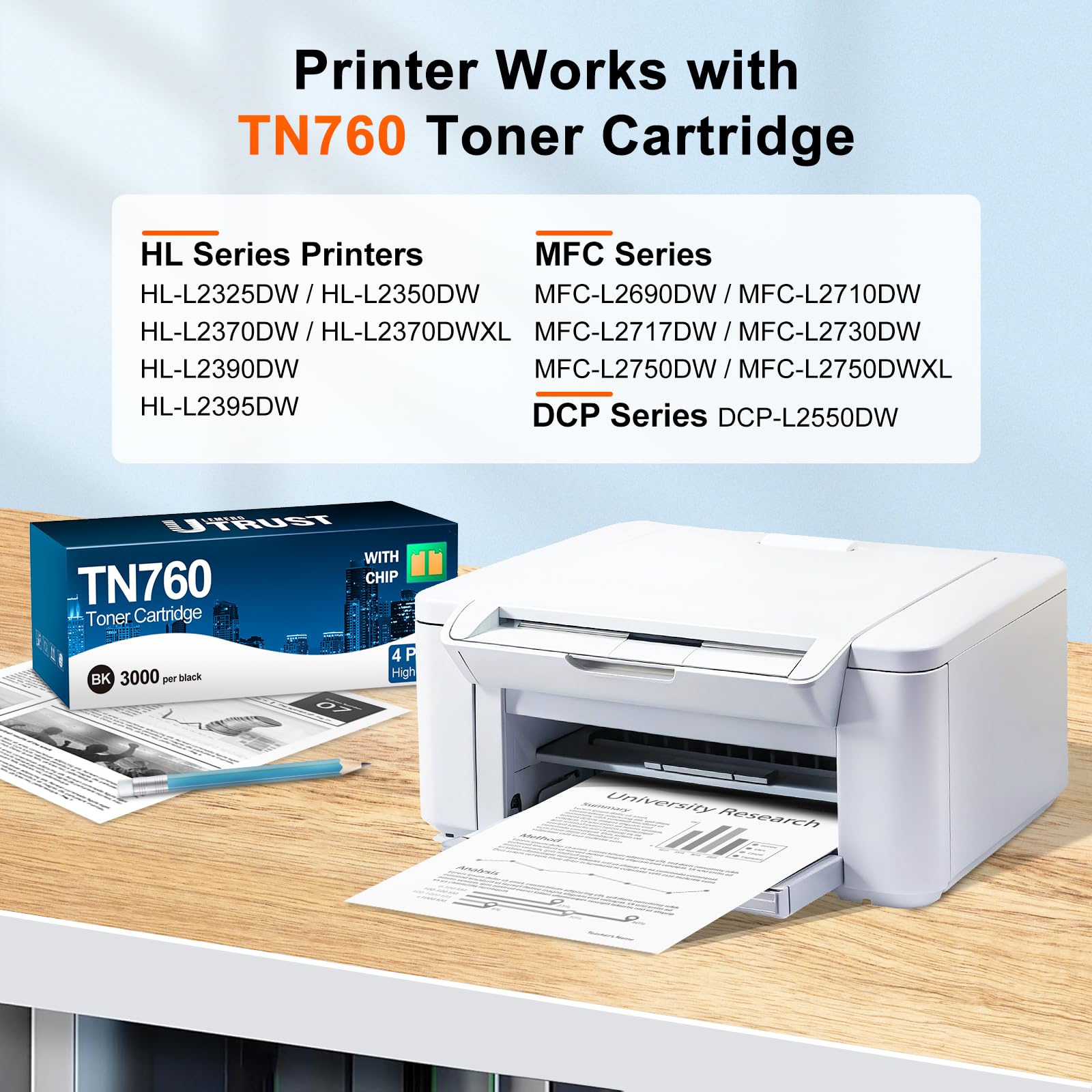 Toner TN760 para impressora Brother: Substituição para Brother