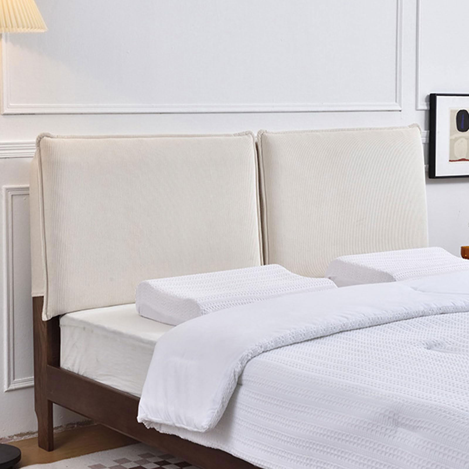 Copritestiera del letto Cuscino da lettura In Velluto A Coste, Matrimoniale Singolo Supporto Per Schiena Del Letto, Testiera A Parete Imbottito Copertura Testata(With headboard - 160x60x10cm,Beige)