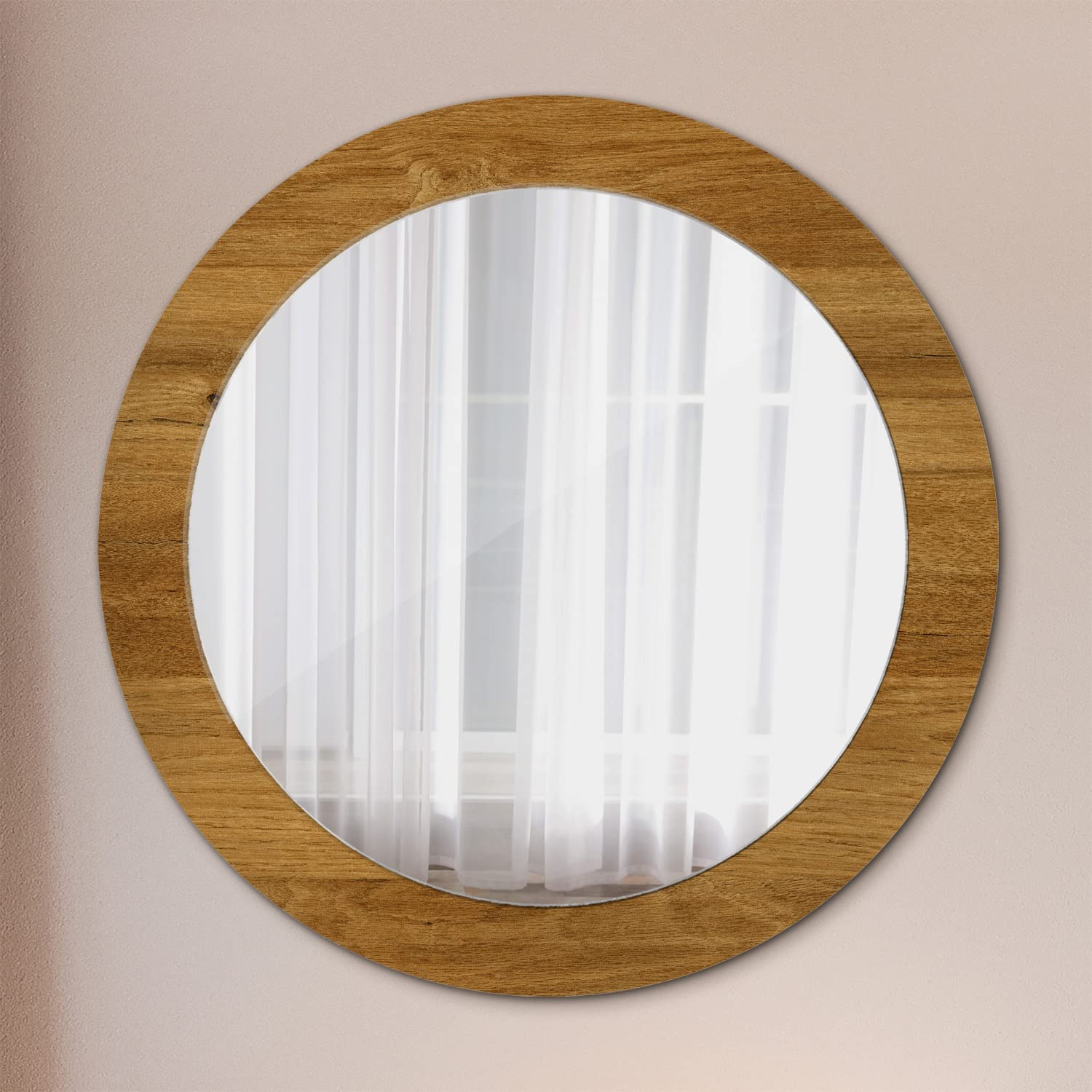 Tulup Ø 70 cm Bonito Diseno Espejo Mural Colgar - Roble rústico