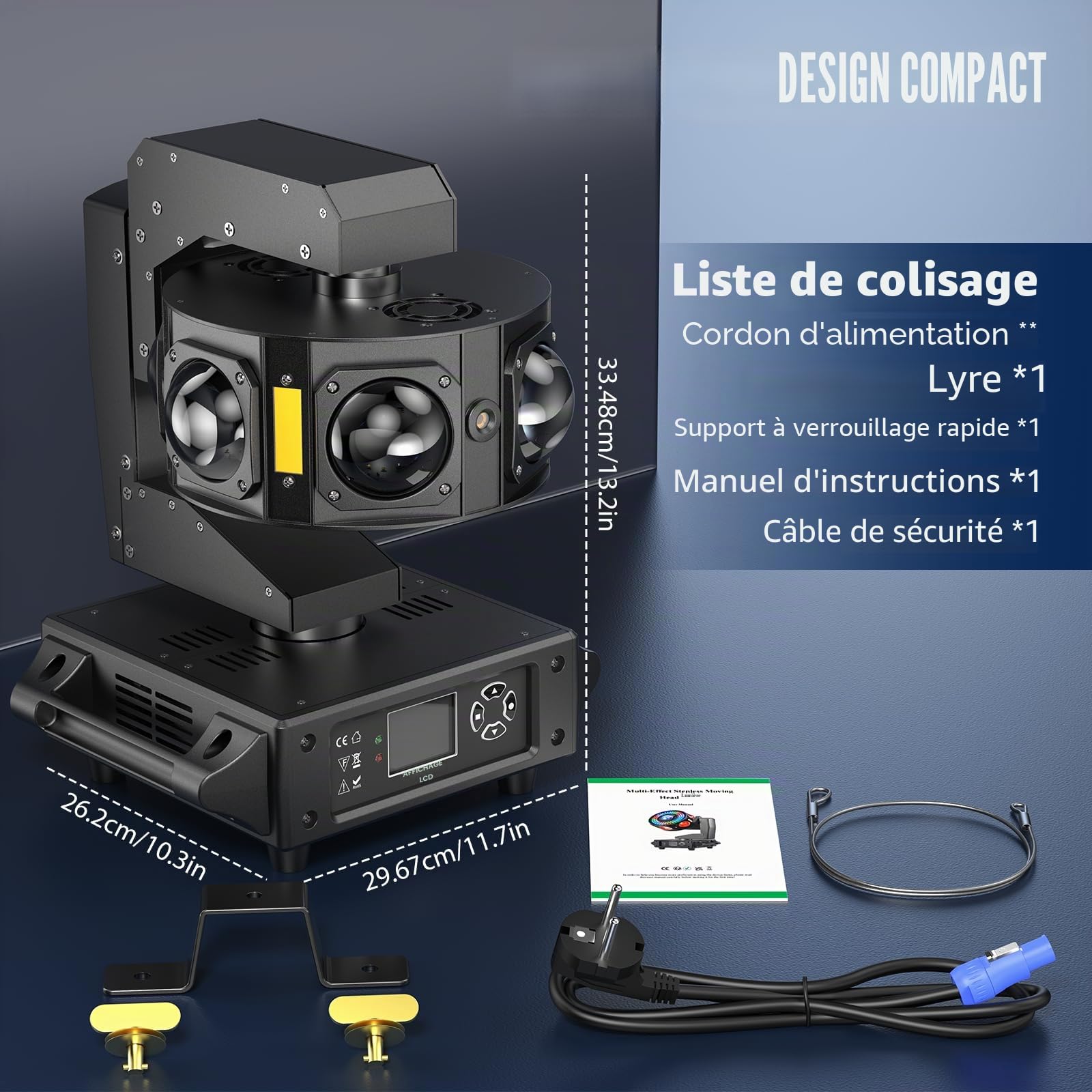 Lyre LED 200W Jeux de Lumière Lampe de scène DJ RGBW Projecteur Luminaires pour Soirée Disco Fête Bar Club Lumineux Éclairage
