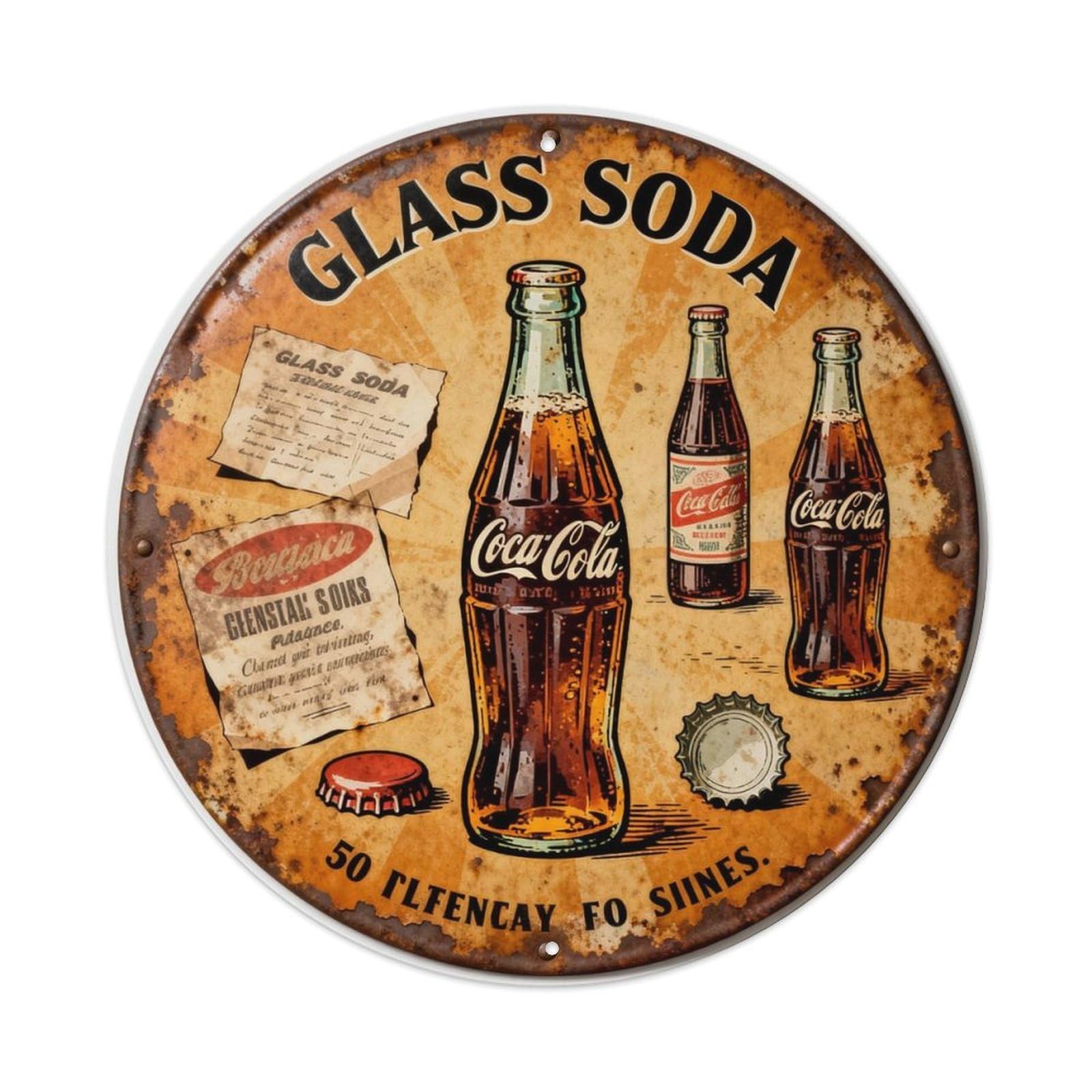 GLASS SODA Metal Tin Sign Plaque