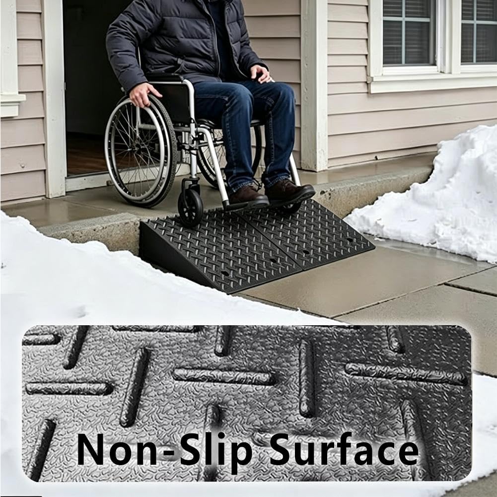 Rampa de Bordillo de Goma 16-20cm Rampa de Carga 4400 LB de Capacidad | Estructura Estable de Rejilla, Superficie Texturizada, para Coche, Moto, Silla de Ruedas, Andador(18cm/7.1" H)