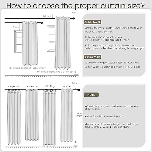 Miniatura 8 de UHITECH Cortinas opacas de 84 pulgadas de largo, juego de 2 paneles para dormitorio, lino natural, 100% cortinas opacas para sala de estar con