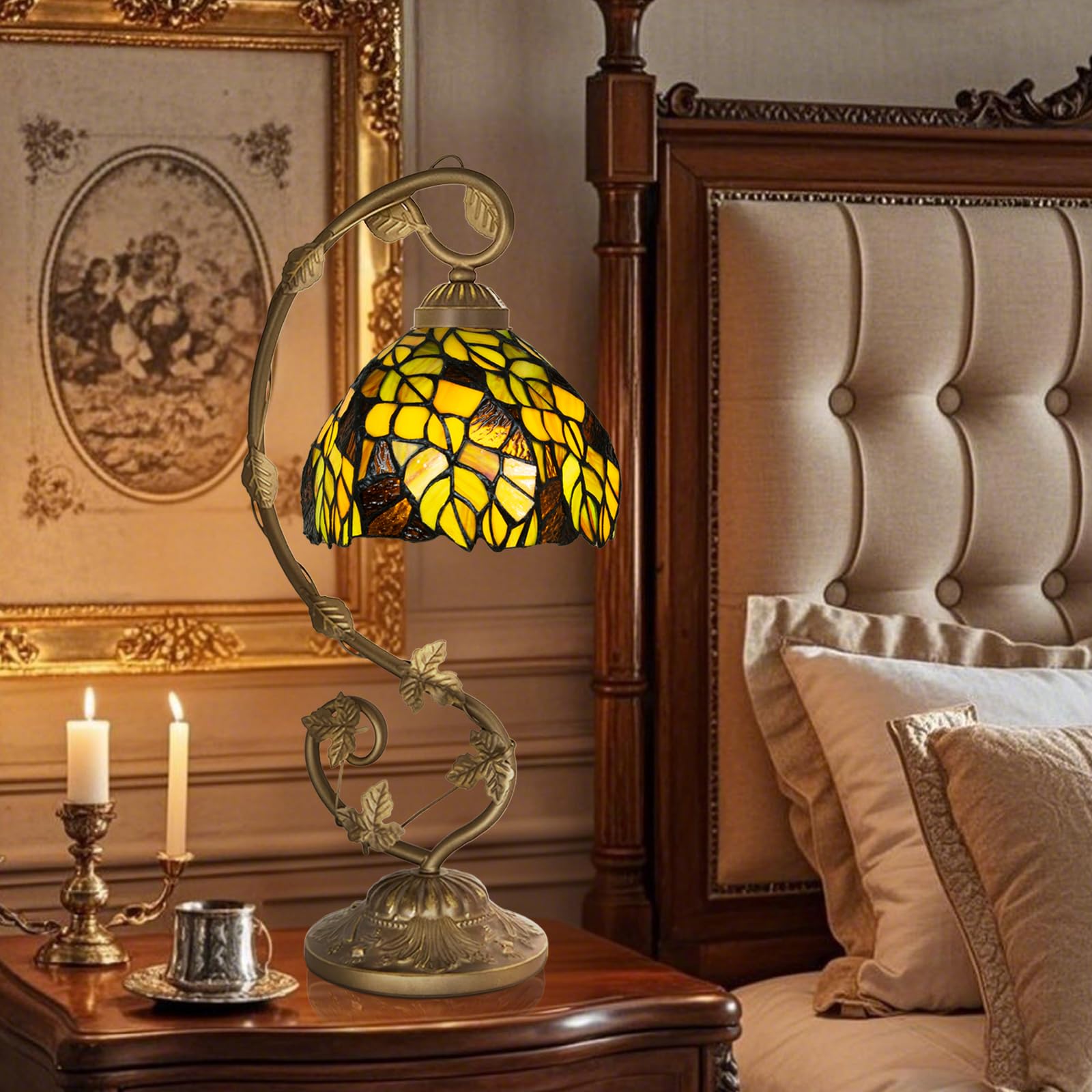 Ppbmocw Small Tiffany Lamp, 8 Inch Tiffany Style Lights Table Lamps for Living Room Bedside
