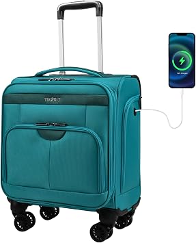 16 Inch Underseat Carry On Luggage Suitcase with Spinner Wheels Softside Lightweight Suitcases, Green, Underseat 16 inch, Softside Underseat Carry-on Luggage With Spinner Wheel