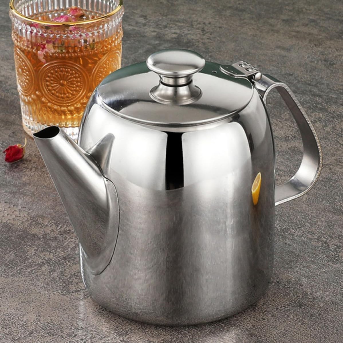 INOOMP Tetera Diseño Clásico de Acero Inoxidable para Cocina Capacidad de 1800ml y Asa Resistente, Adecuado Hogar y Suministros Salón de Té